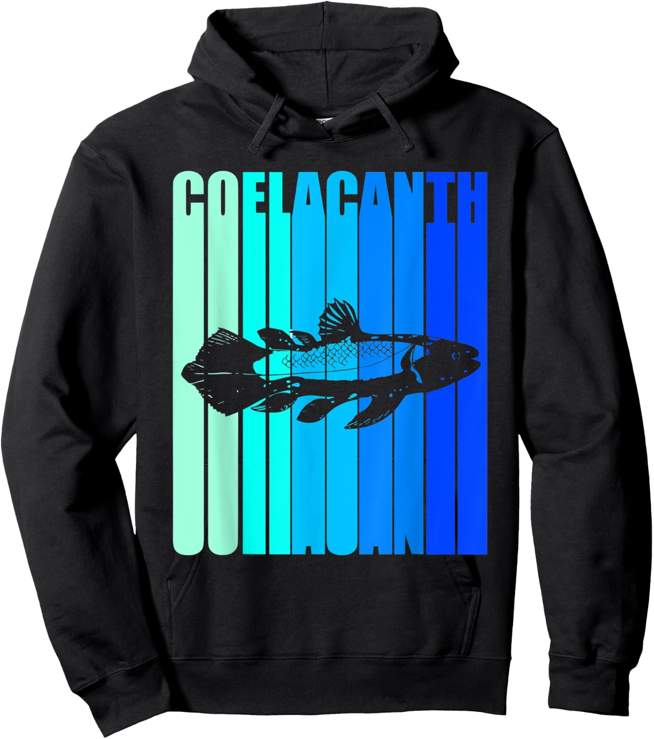 Colorful Text Coelacanth Hoodie - Hoodie | Black