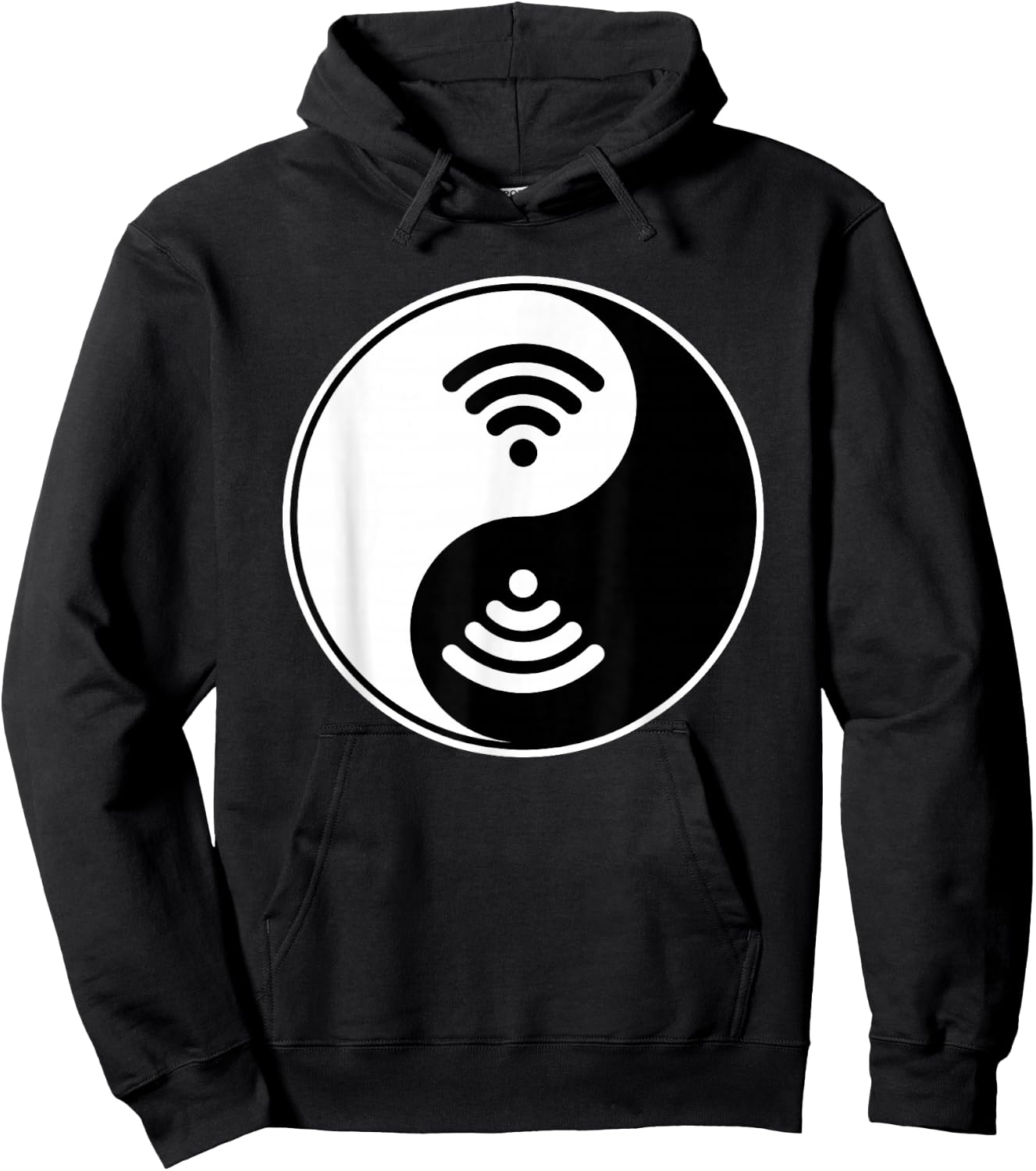 Yin Yang - Wifi Nerd Geek Symbol - Buddhist Zhen Spiritual Hoodie - Hoodie | Black