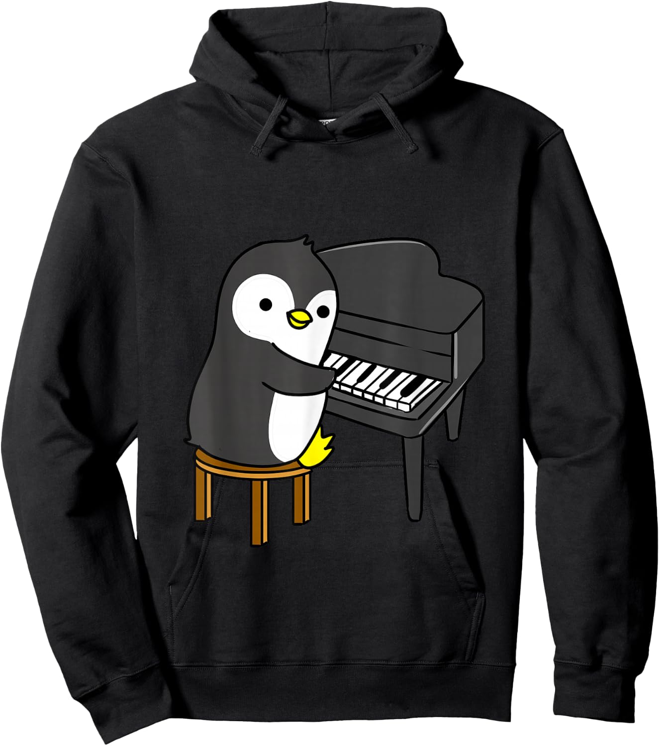 Penguin Playing Piano Hoodie - Hoodie | Black
