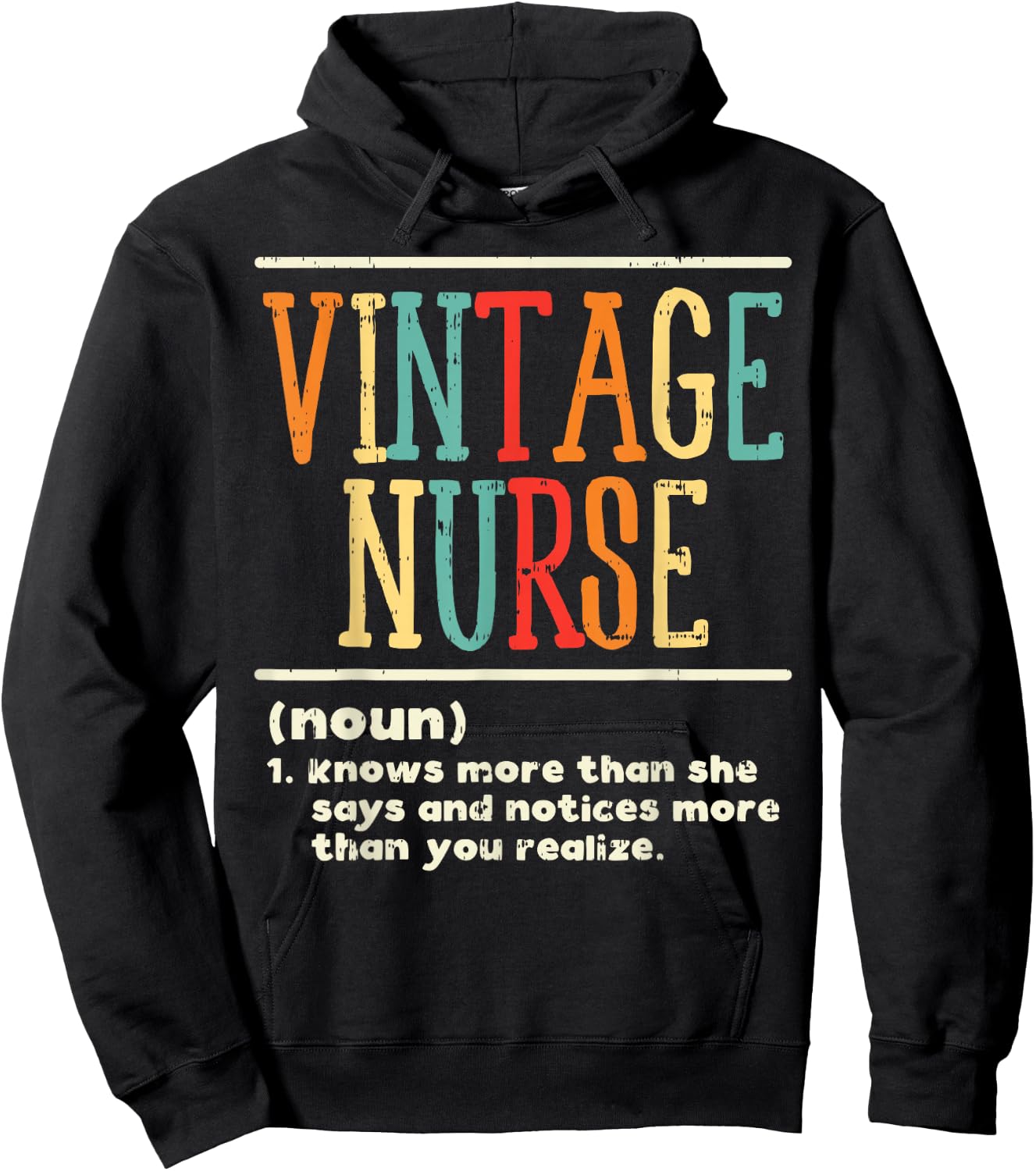 Vintage Nurse Definition Funny Nursing RN ER ED ICU L&D Gift Hoodie - Hoodie | Black