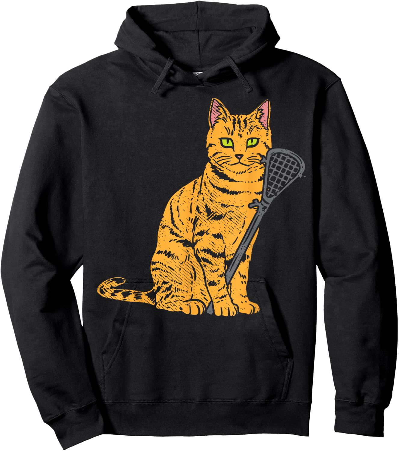 Cat Lacrosse Stick Cute Animal Pet Lax Player Coach Gift Women Kids Hoodie - Hoodie | Black