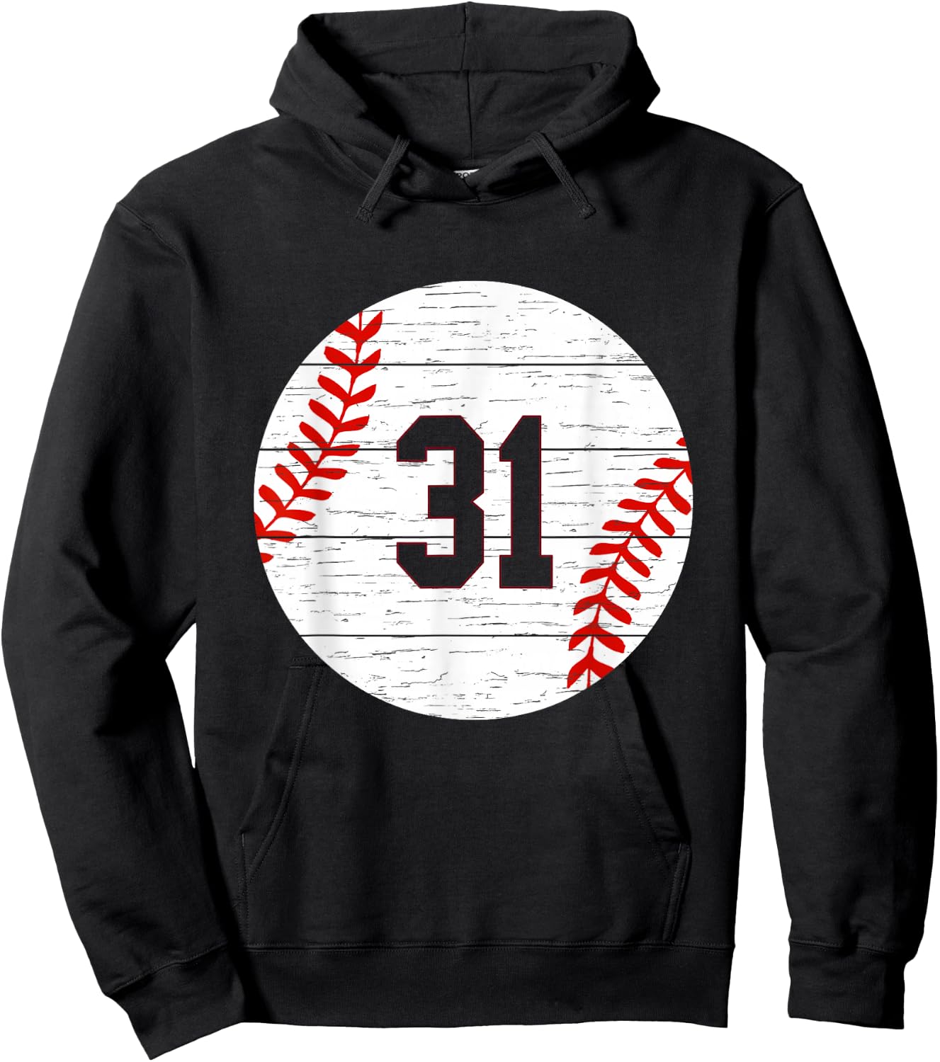 Baseball Number #31 Ball Vintage for Baseball Players Gift Hoodie - Hoodie | Black