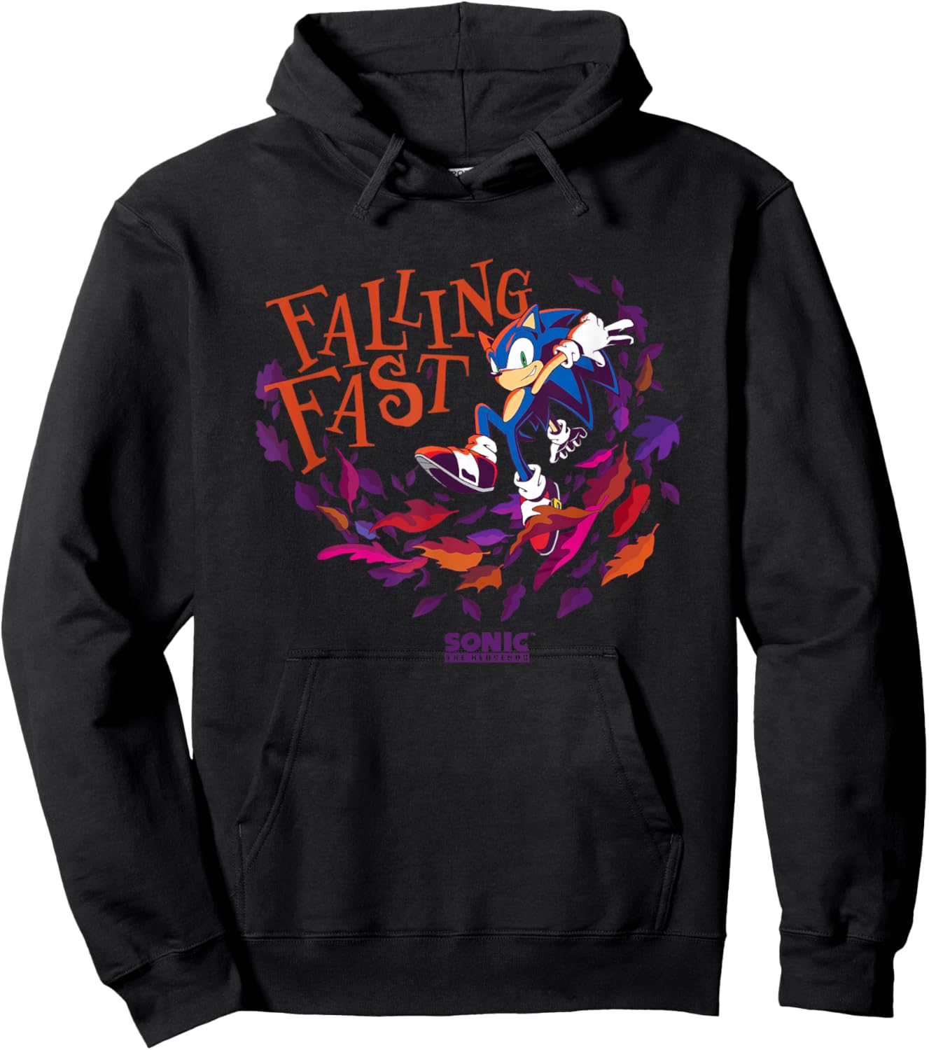 Sonic The Hedgehog Falling Fast Leaves in Autumn Logo Hoodie - Hoodie | Black