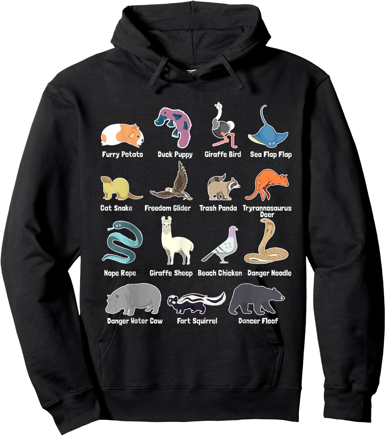 Animals Of The World - Rare Exotic Animals Funny Memes Gift Hoodie - Hoodie | Black