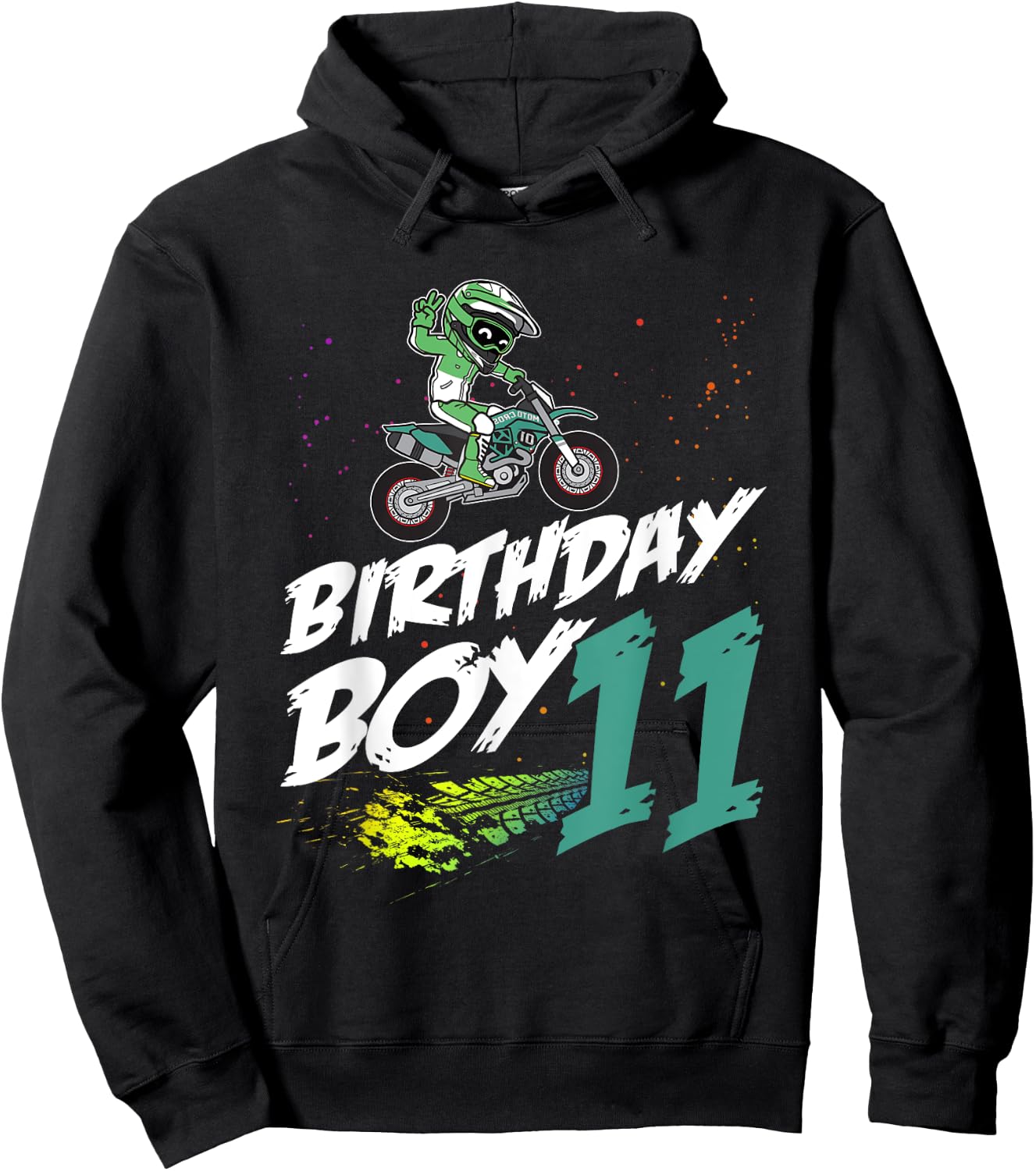 11th Birthday Boy 11 Years Old Dirt Bike Motocross Rider Hoodie - Hoodie | Black