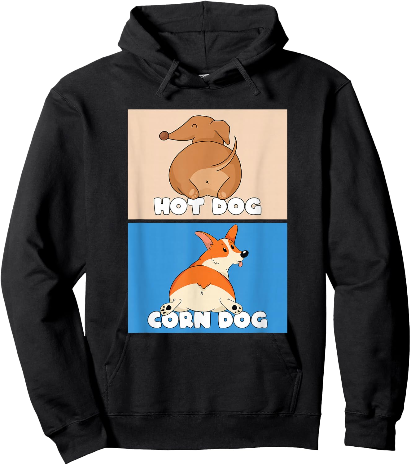 Pembroke Welsh Corgi Corn Dog And Hot Dog Wiener Dachshund Men Women Hoodie - Hoodie | Black