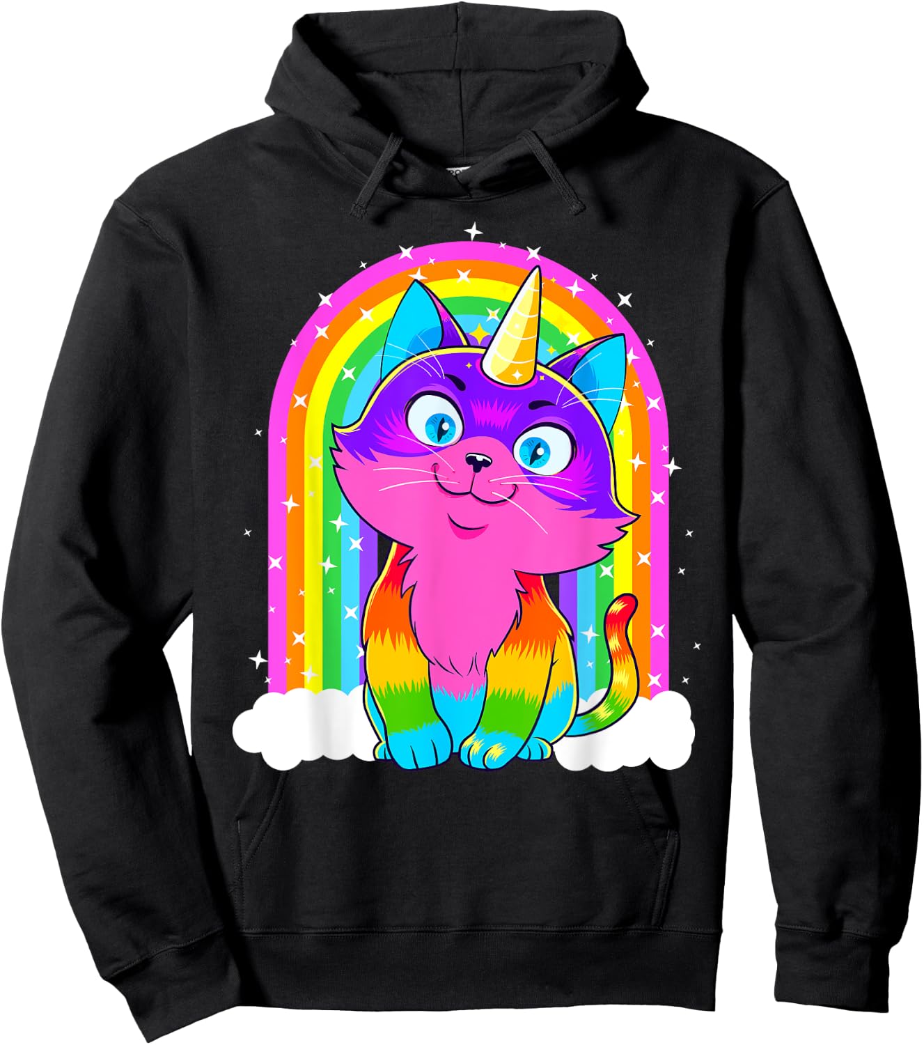 Caticorn Unicorn Cat Rainbow Kittycorn Kitty Gift Girl Women Hoodie - Hoodie | Black