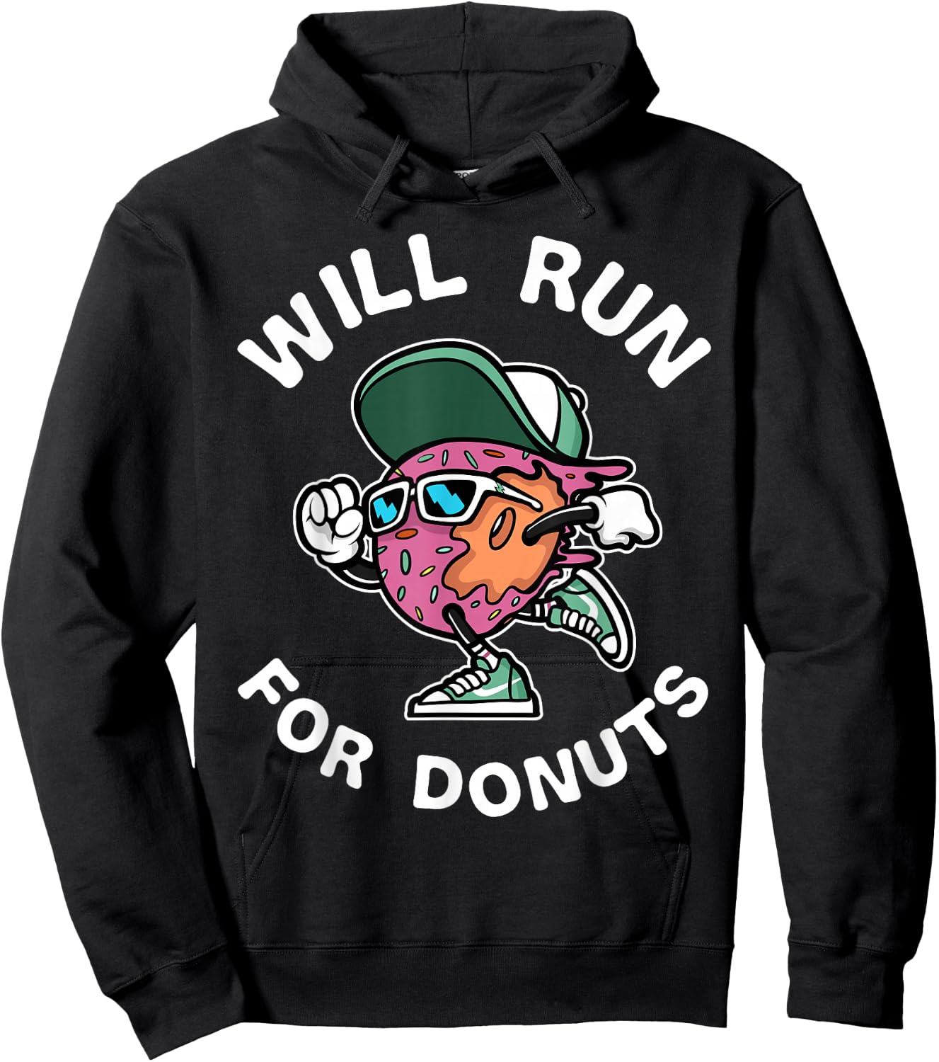 Runner WIll Run For Donuts Funny Runner Marathon Running Hoodie - Hoodie | Black