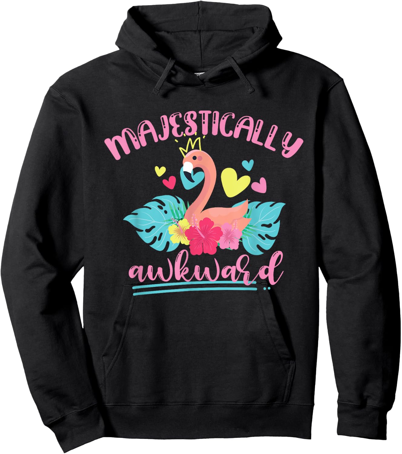 Majestically Awkward Flamingo Hoodie - Hoodie | Black