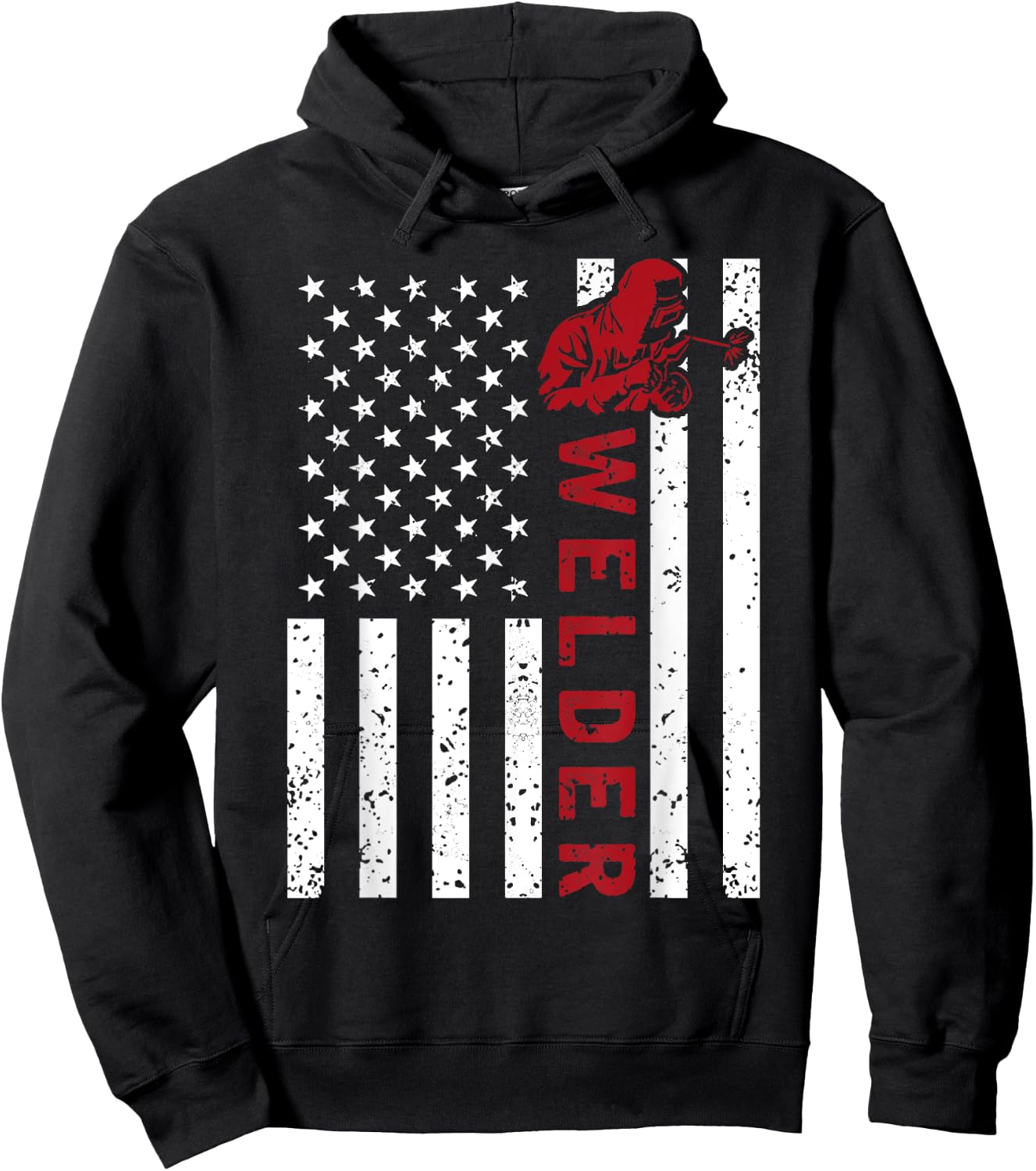American Flag Welder Welding Vintage Metal Worker Cool Gifts Women Girls Kids Men Hoodie - Hoodie | Black