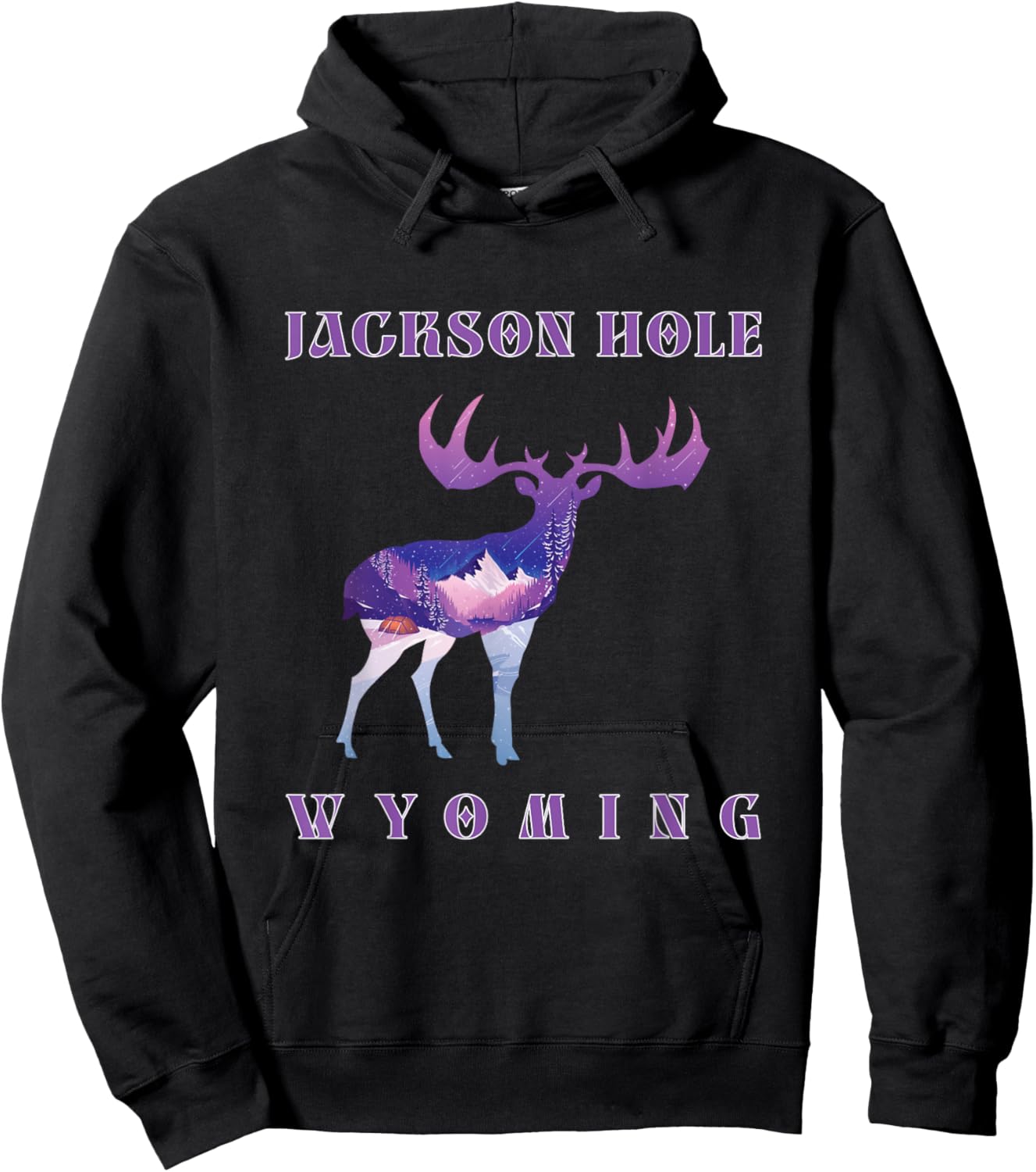 Mountain Landscape Inside A Moose Jackson Hole Wyoming Hoodie - Hoodie | Black