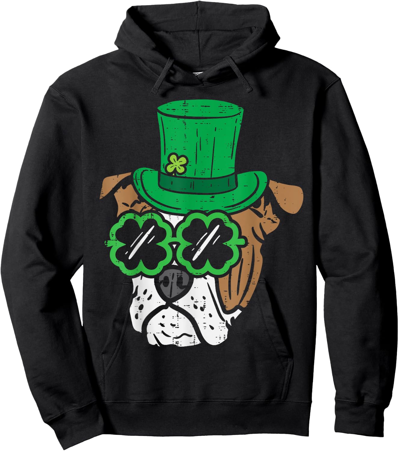 Leprechaun English Bulldog Shamrock St Patricks Day Dog Gift Hoodie - Hoodie | Black
