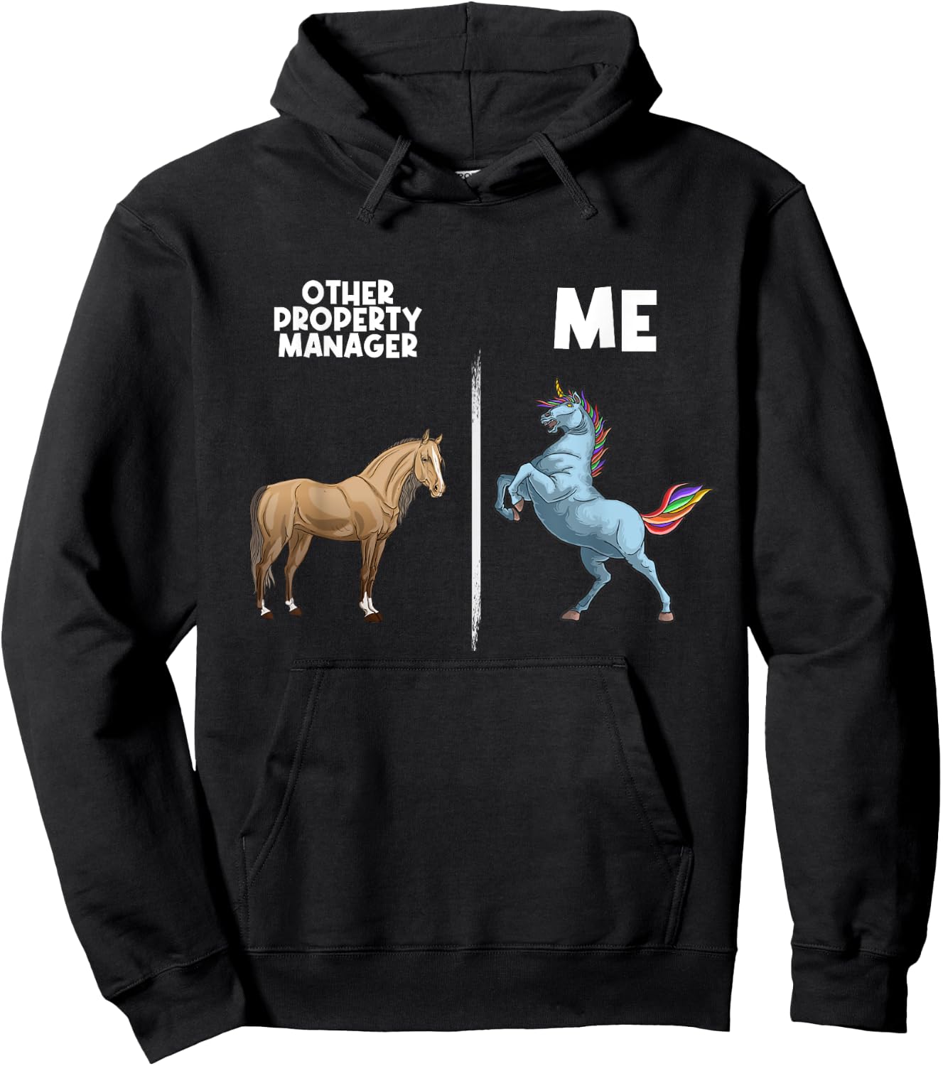 Funny Property Manager Gift Unicorn Real Estate Management Hoodie - Hoodie | Black