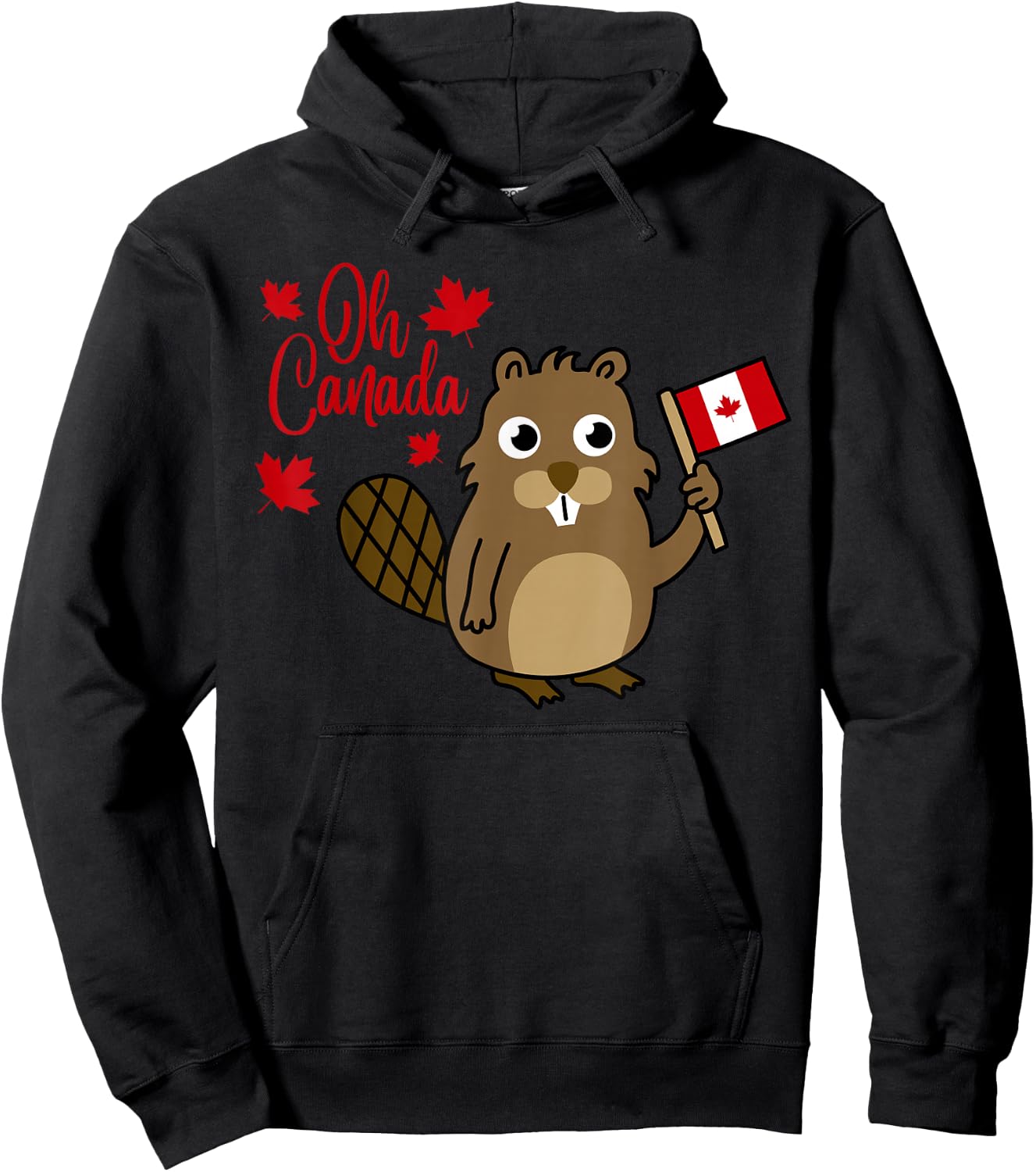 Happy Canada Day Shirt Funny Canadian Groundhog Flag Hoodie - Hoodie | Black
