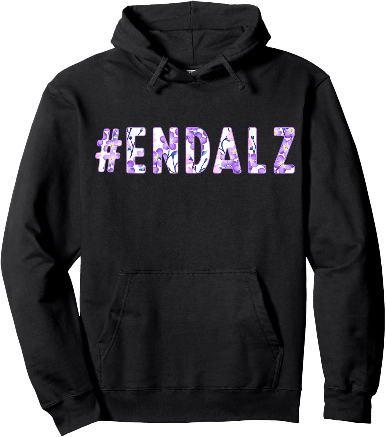 End ALZ Alzheimer's Awareness Purple Butterfly Flower Floral Hoodie - Hoodie | Black