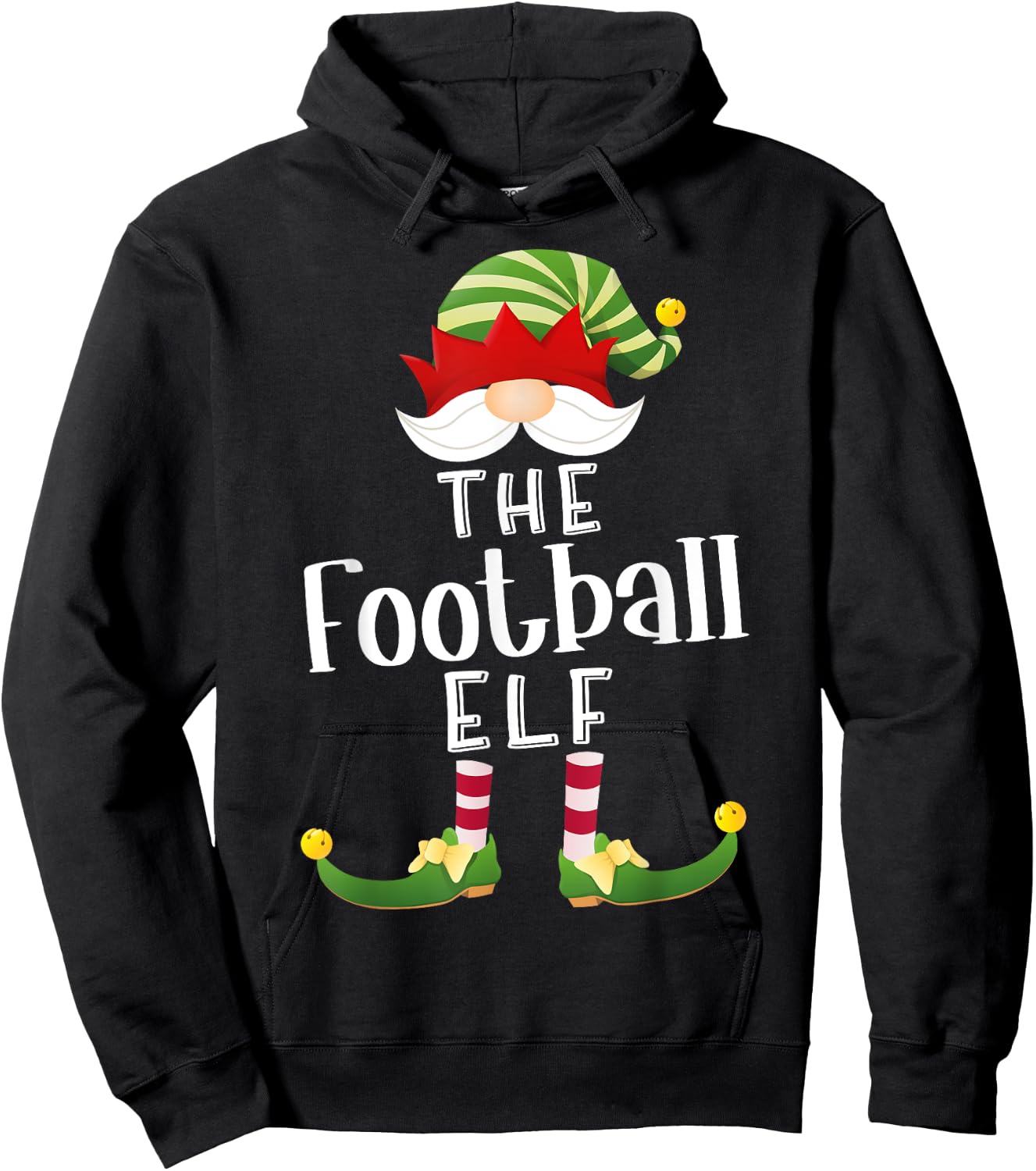 Football Elf Group Christmas Funny Pajama Party Hoodie - Hoodie | Black