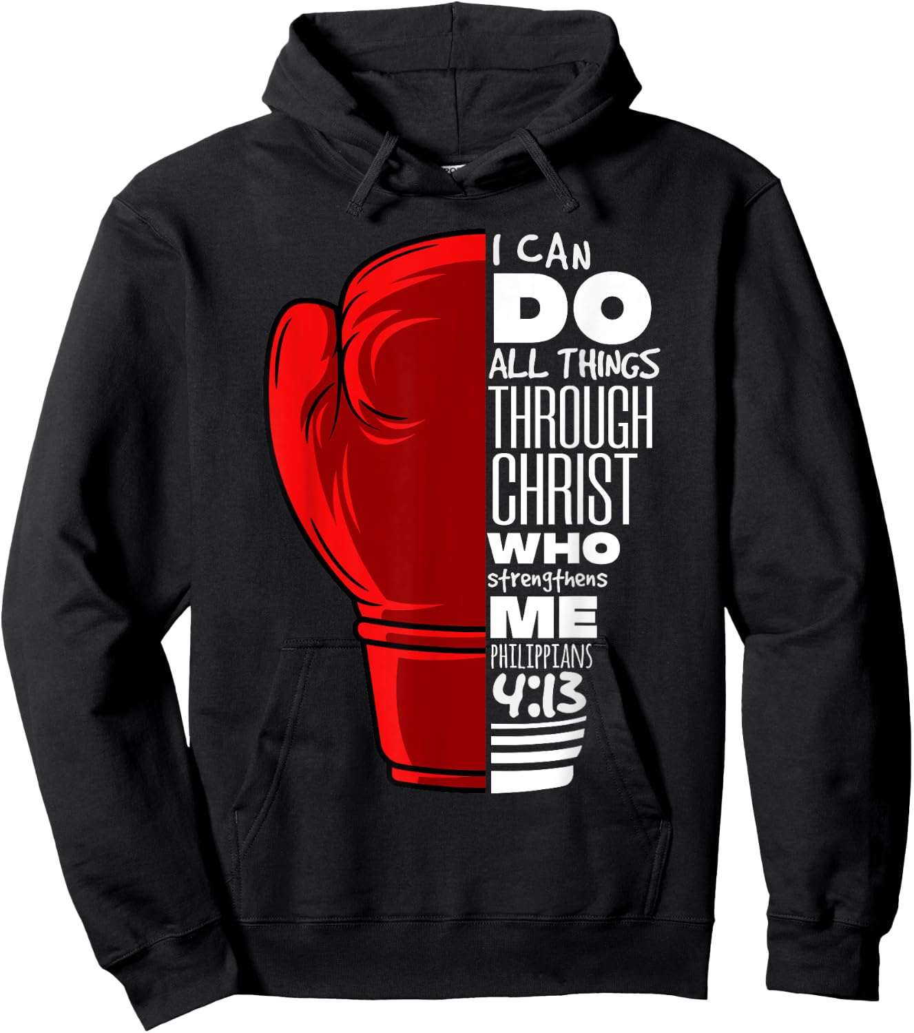 Philippians 4:13 Religious Boxing Funny Christian Boxer Gift Hoodie - Hoodie | Black