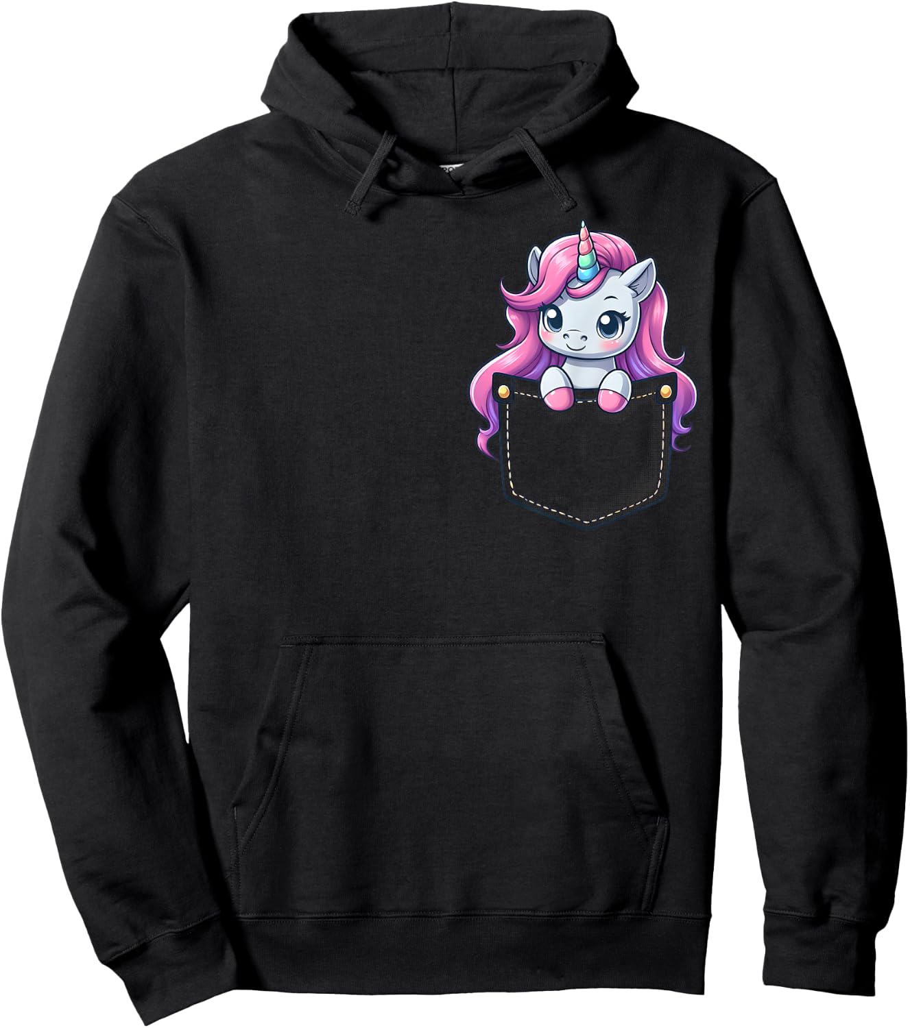 Majestic Unicorn in Pocket for Kids, Boys, Girls, Women Hoodie - Hoodie | Black