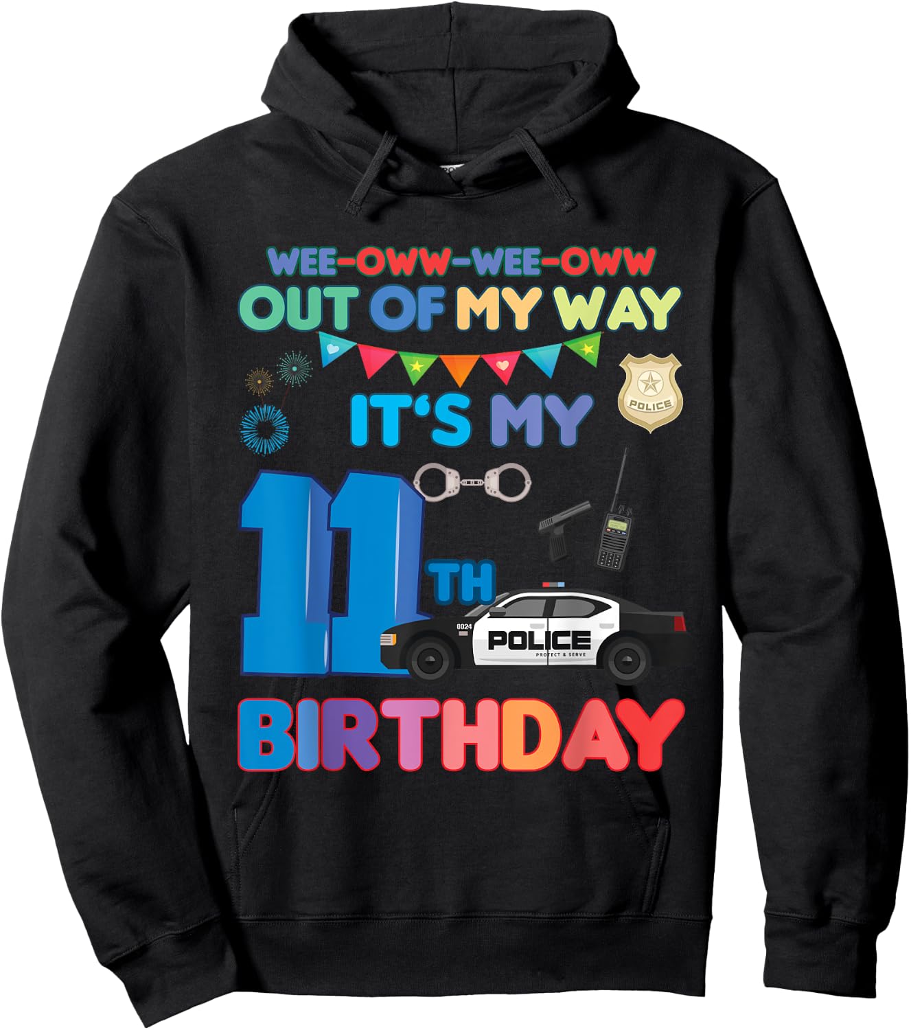 Out of my way it's my 11th birthday Police kids boy Hoodie - Hoodie | Black