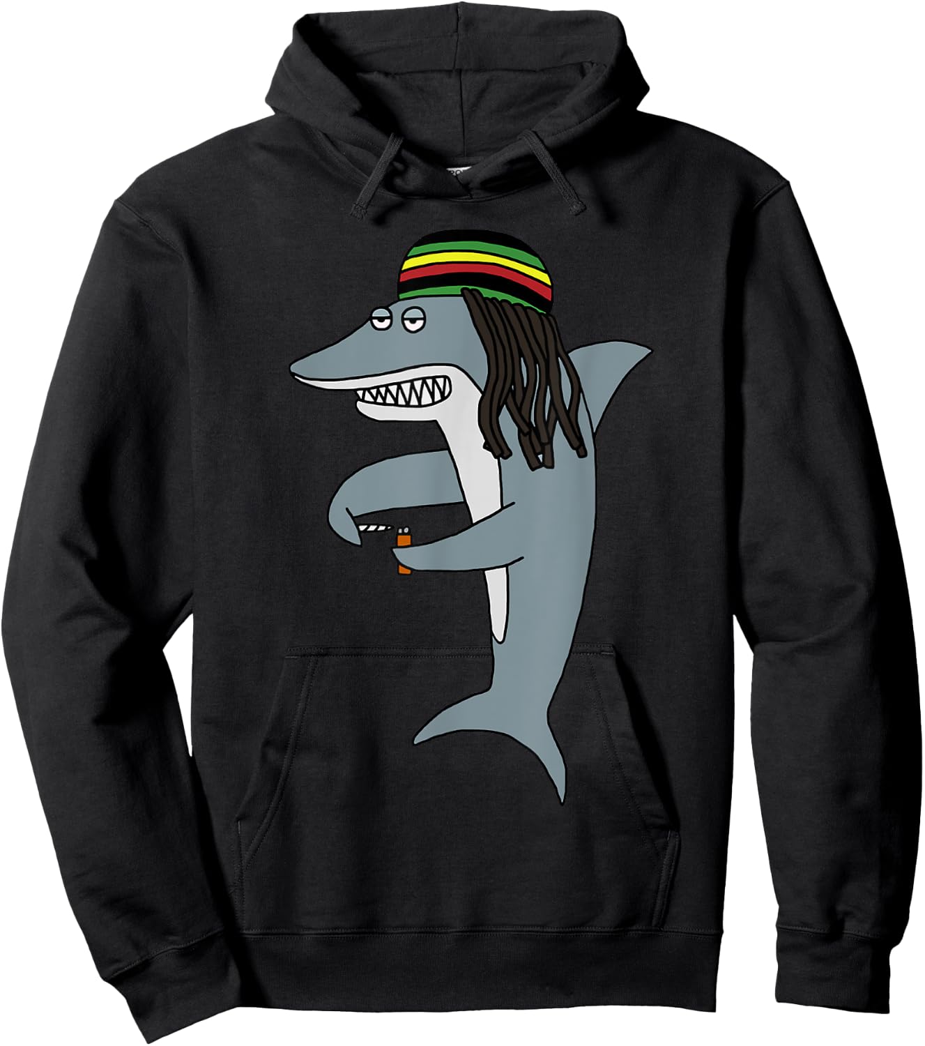 Reggae Shark Funny Dreadlock Rasta Hoodie - Hoodie | Black