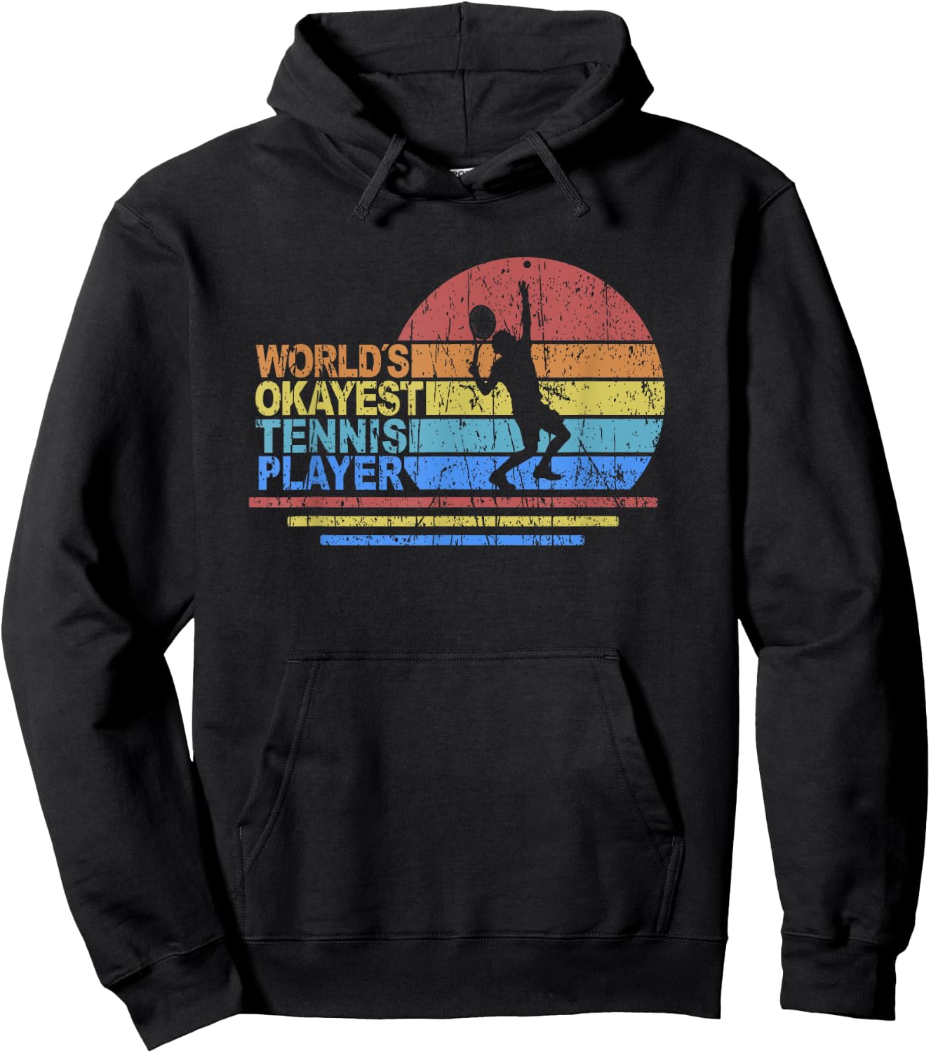 World Okayest Tennis Player Retro Vintage Racket Hoodie - Hoodie | Black