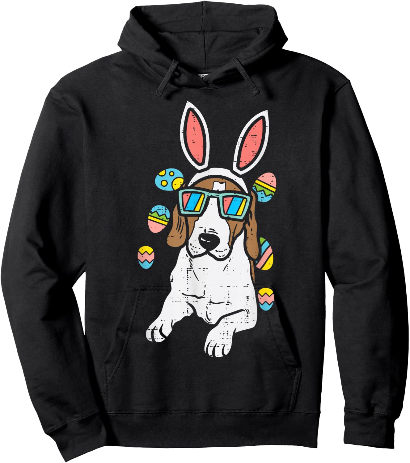 Beagle Bunny Ears Glasses Eggs Cute Easter Dog Owner Lover Hoodie - Hoodie | Black