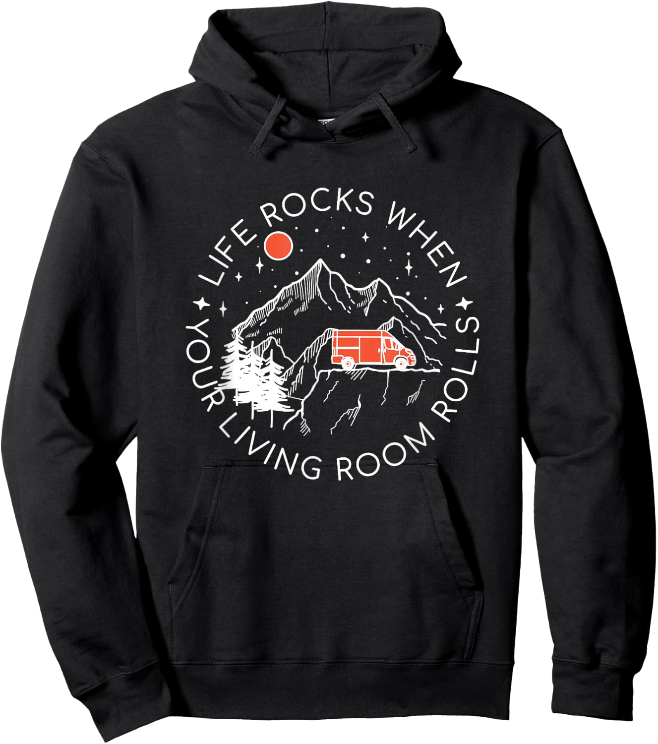 Life Rocks When Your Living Room Rolls - Funny Camper Van Hoodie - Hoodie | Black
