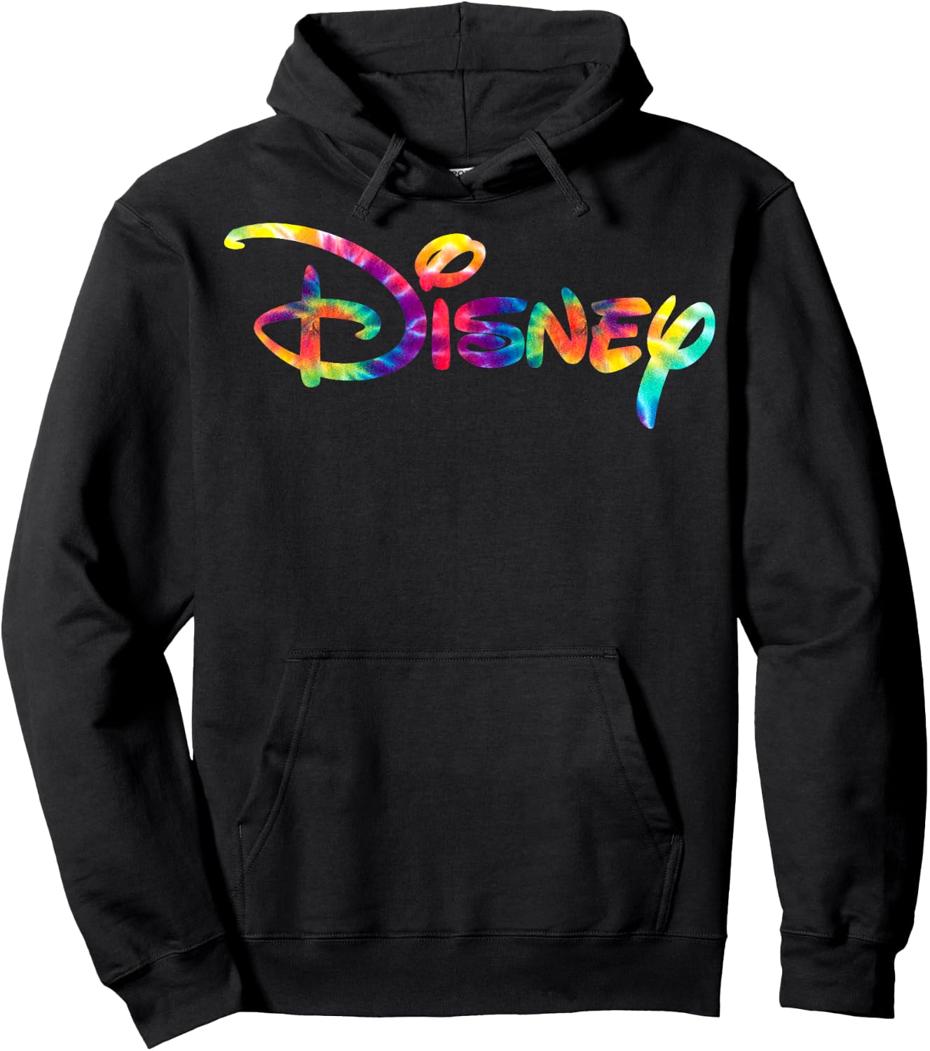 Disney Rainbow Tie-Dye Chest Logo Hoodie - Hoodie | Black