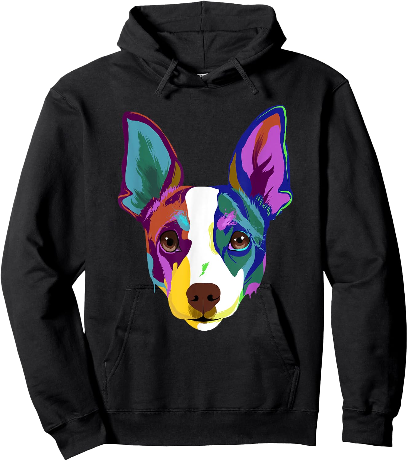 Colorful Splash Art Dog Rat Terrier Hoodie - Hoodie | Black