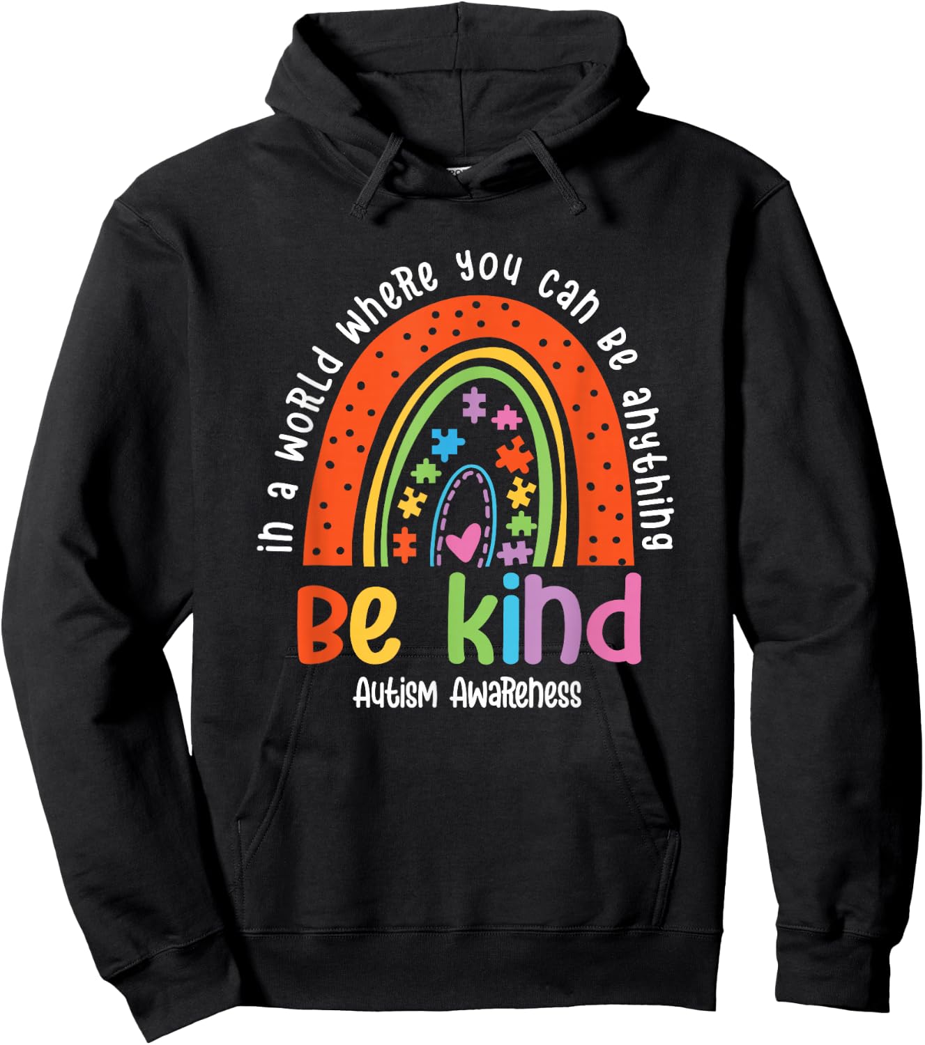Autism Son Child Daughter Mom Be Kind Rainbow Hoodie - Hoodie | Black