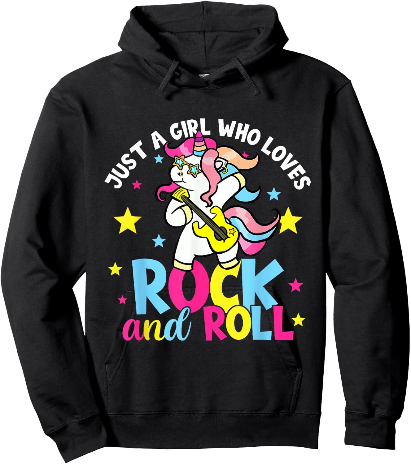 Just A Girl Who Loves Rock And Roll Funny Unicorn Lover Hoodie - Hoodie | Black