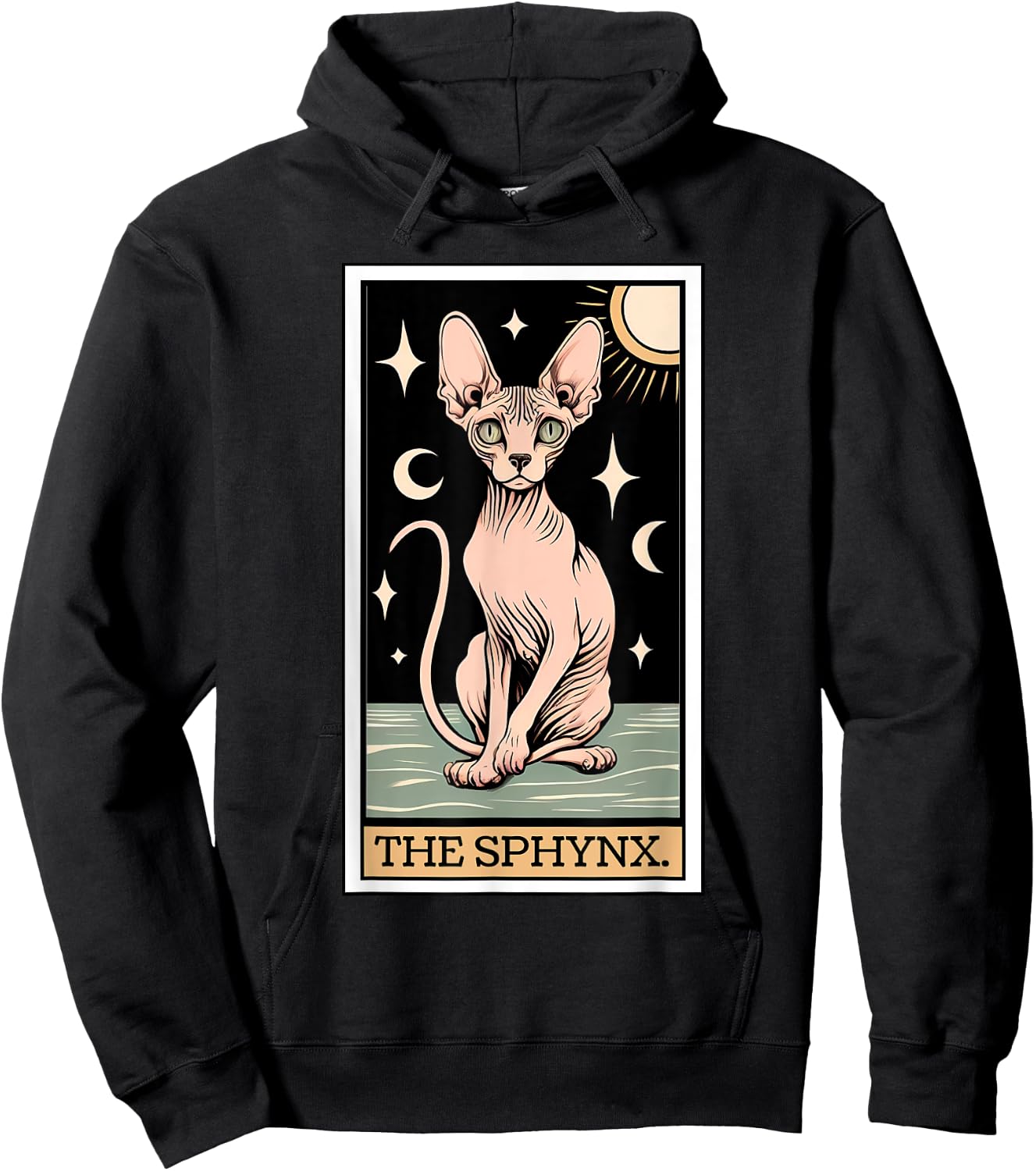 Sphynx Cat Tarot Card Hairless Cat Mom Cat Dad Women's Men's , Small, Black Hoodie - Hoodie | Black