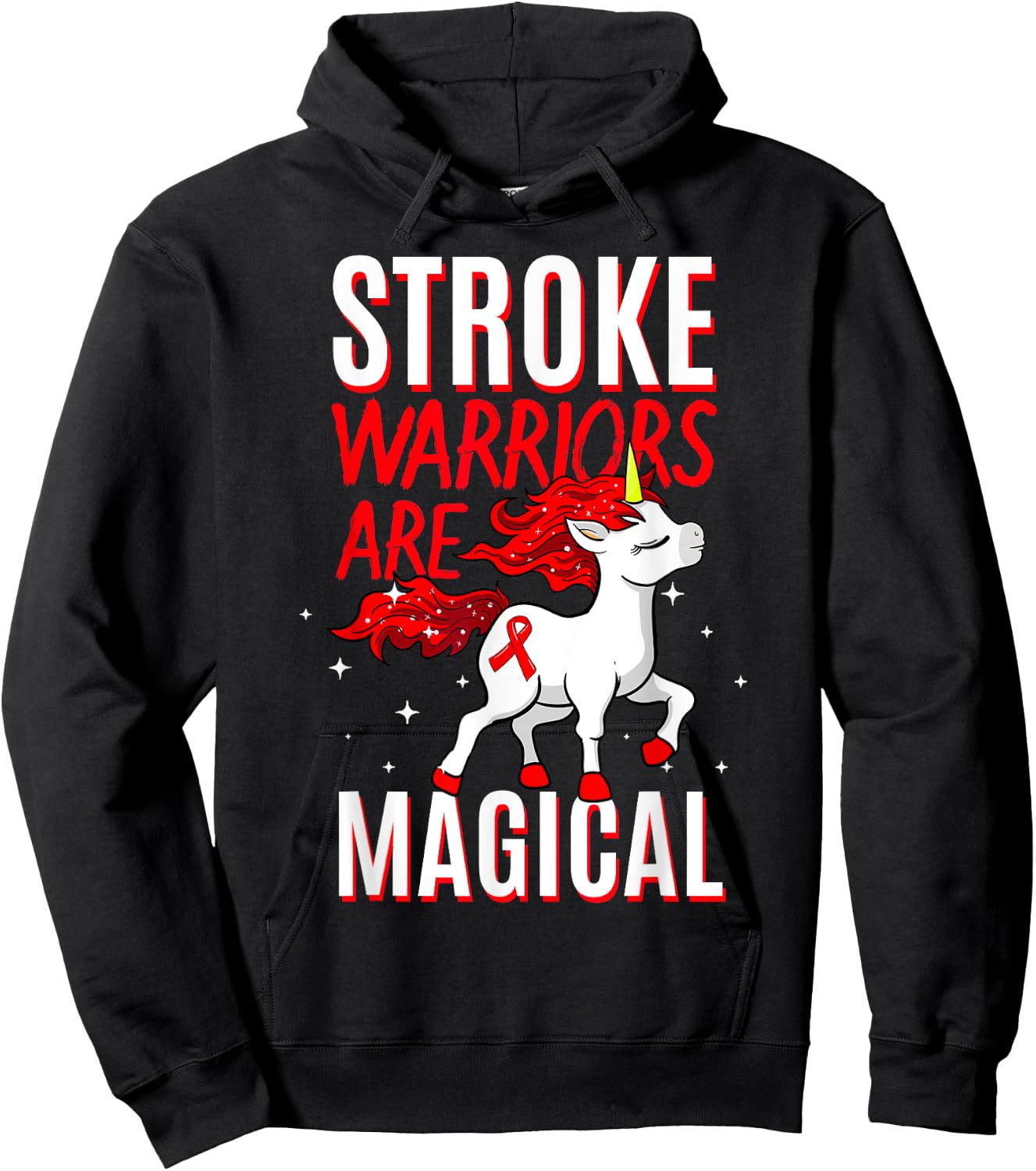 Stroke Warrior Transient Ischemic Attack Red Ribbon Obesity Hoodie - Hoodie | Black