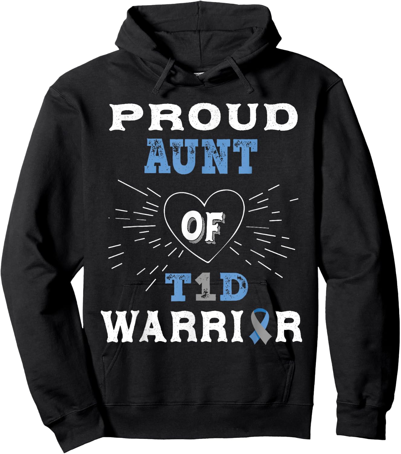 T1D Proud Aunt Diabetes Awareness Type 1 Insulin Pancreas Hoodie - Hoodie | Black