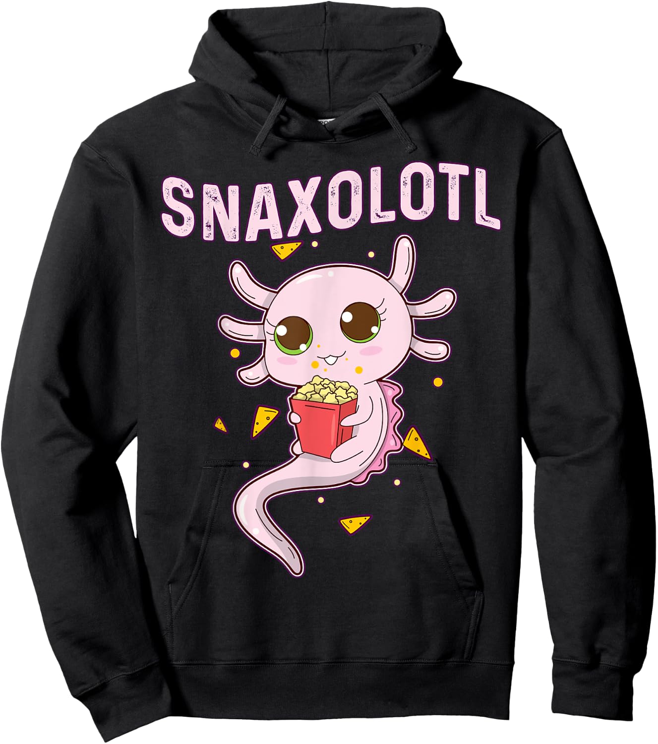 Cute Snaxolotl - Kawaii Axolotl Eating Chips Snacks Kids Hoodie - Hoodie | Black