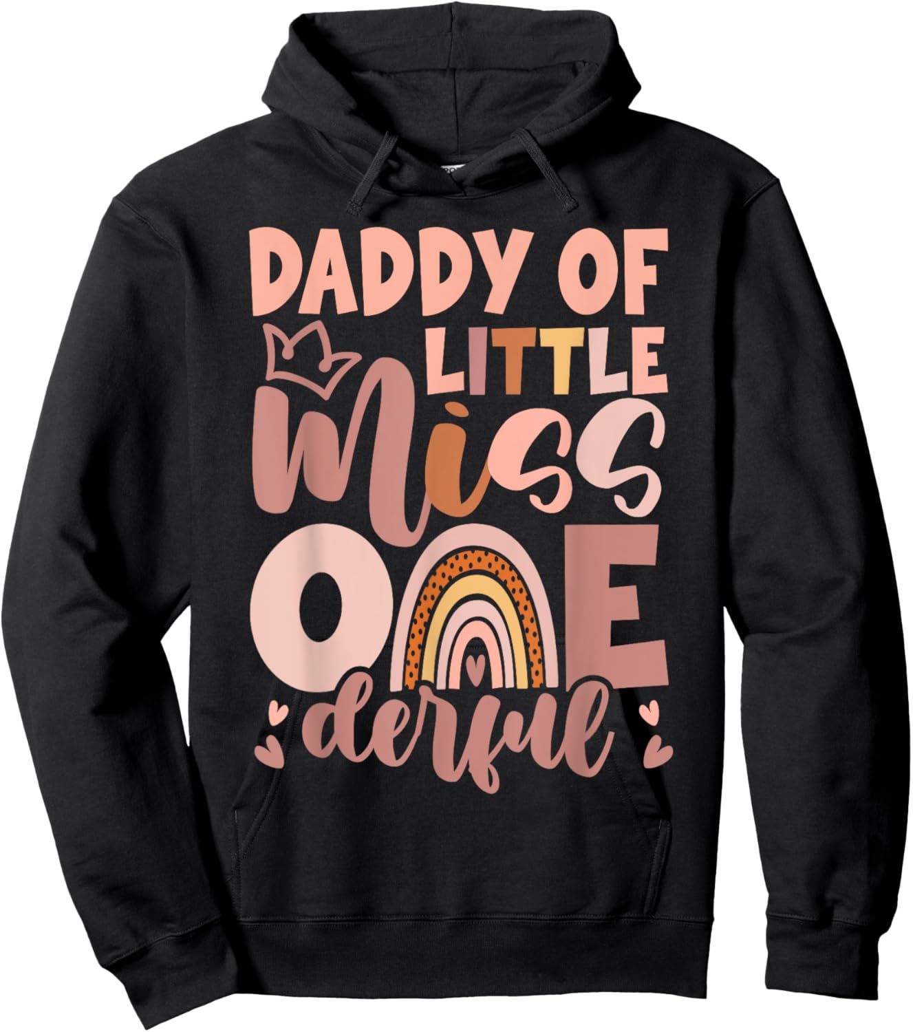 Boho Daddy of Miss Onederful 1st Birthday Girl Cute Hoodie - Hoodie | Black