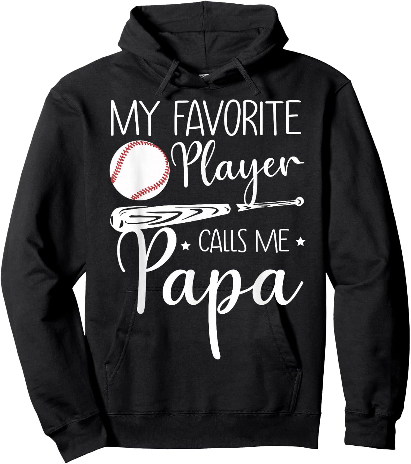 Baseball My Favorite Player Calls Me Papa Grandpa Gift Hoodie - Hoodie | Black