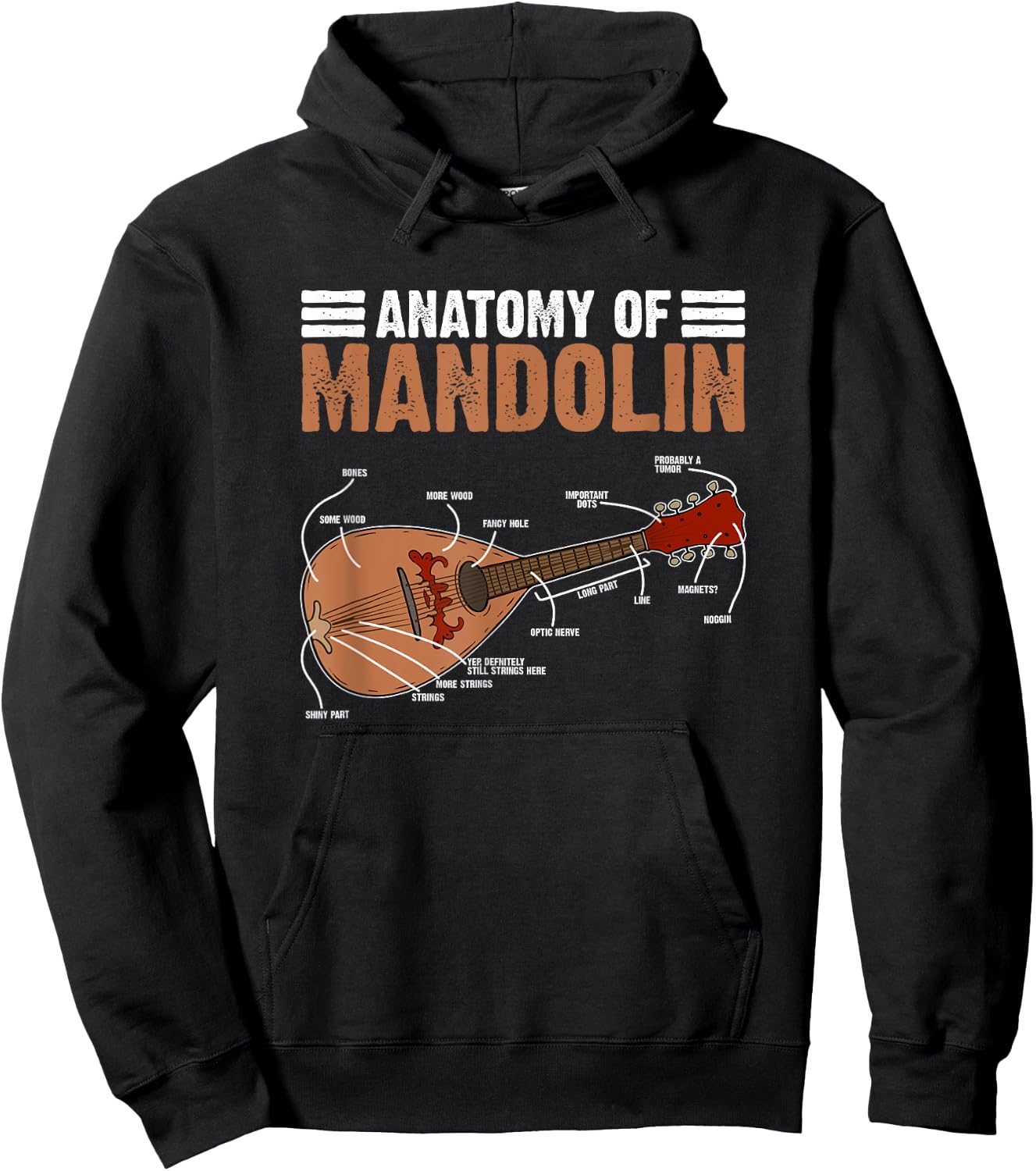 Mandolinist Country Music Bluegrass Anatomy Of Mandolin Hoodie - Hoodie | Black