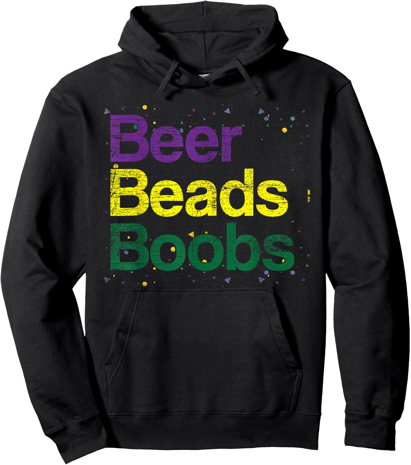 Beers Beads Boobs Drunk Carnival Party Funny Mardi Gras Hoodie - Hoodie | Black