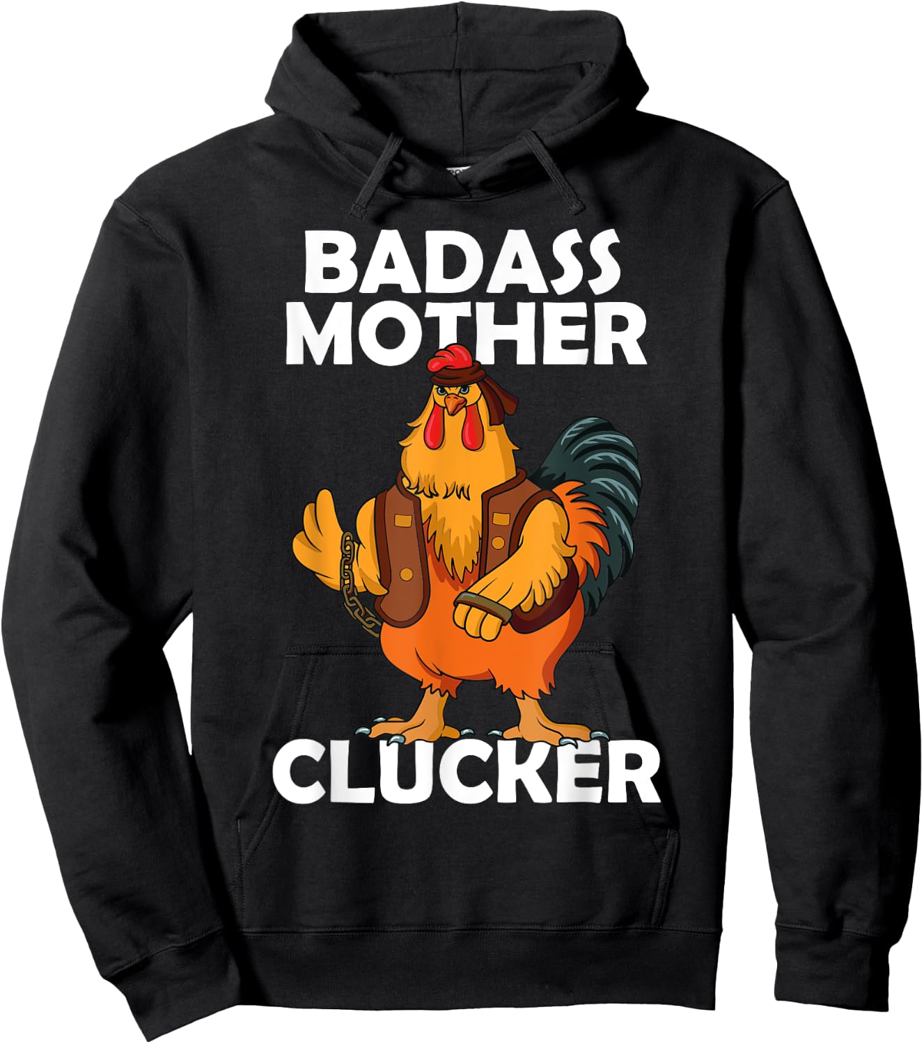 Badass Mother Clucker Crazy Chicken Dad Cock Rooster Farmer Hoodie - Hoodie | Black