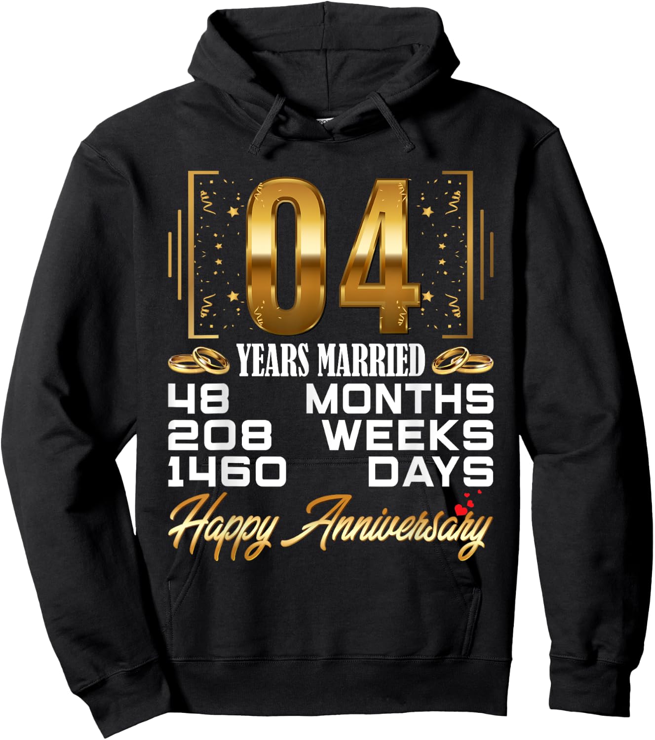 4 Years Married - Funny 4th Wedding Anniversary Hoodie - Hoodie | Black