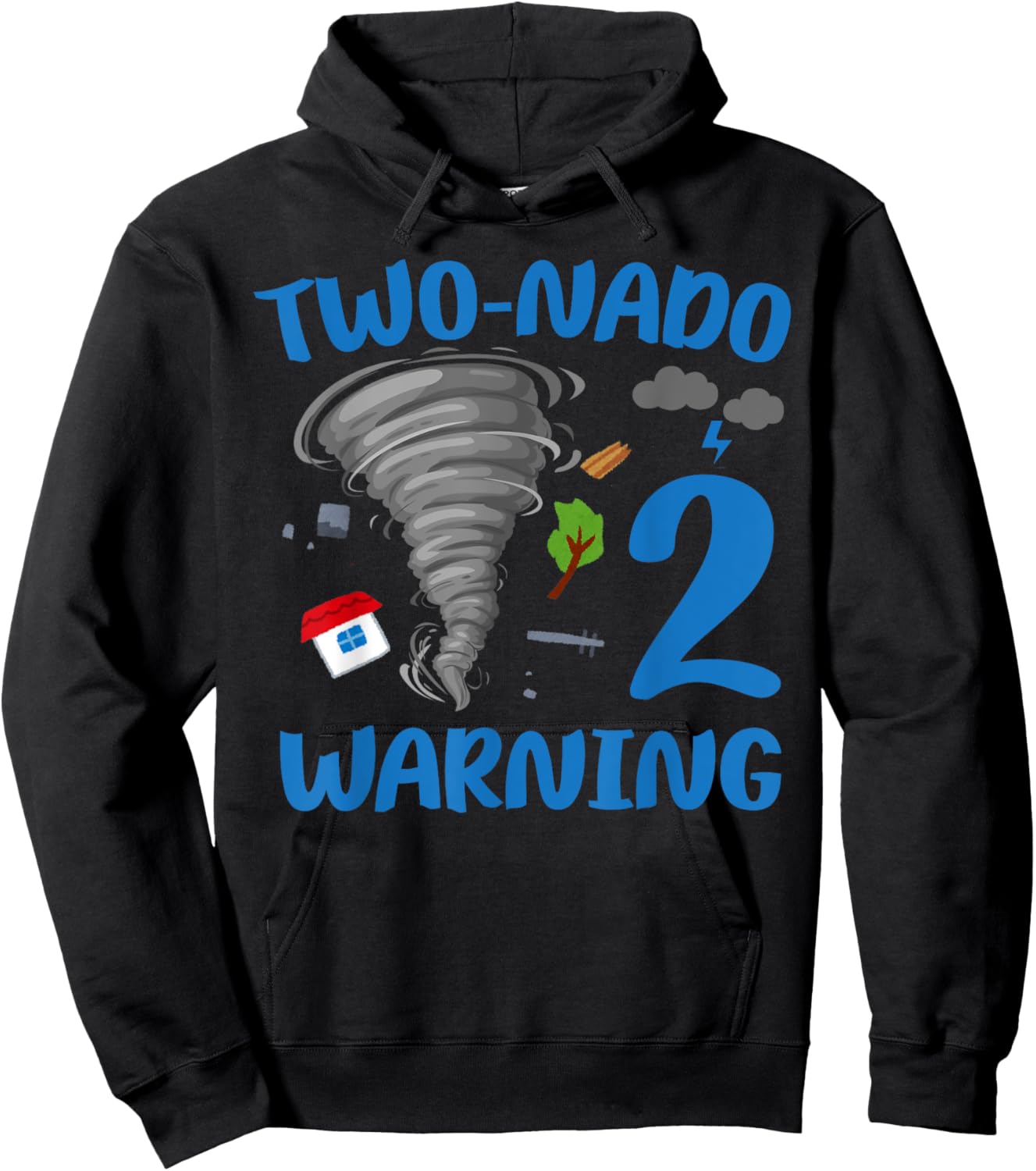 Kids Two-nado Warning 2nd Birthday Theme Tornado Party Hoodie - Hoodie | Black