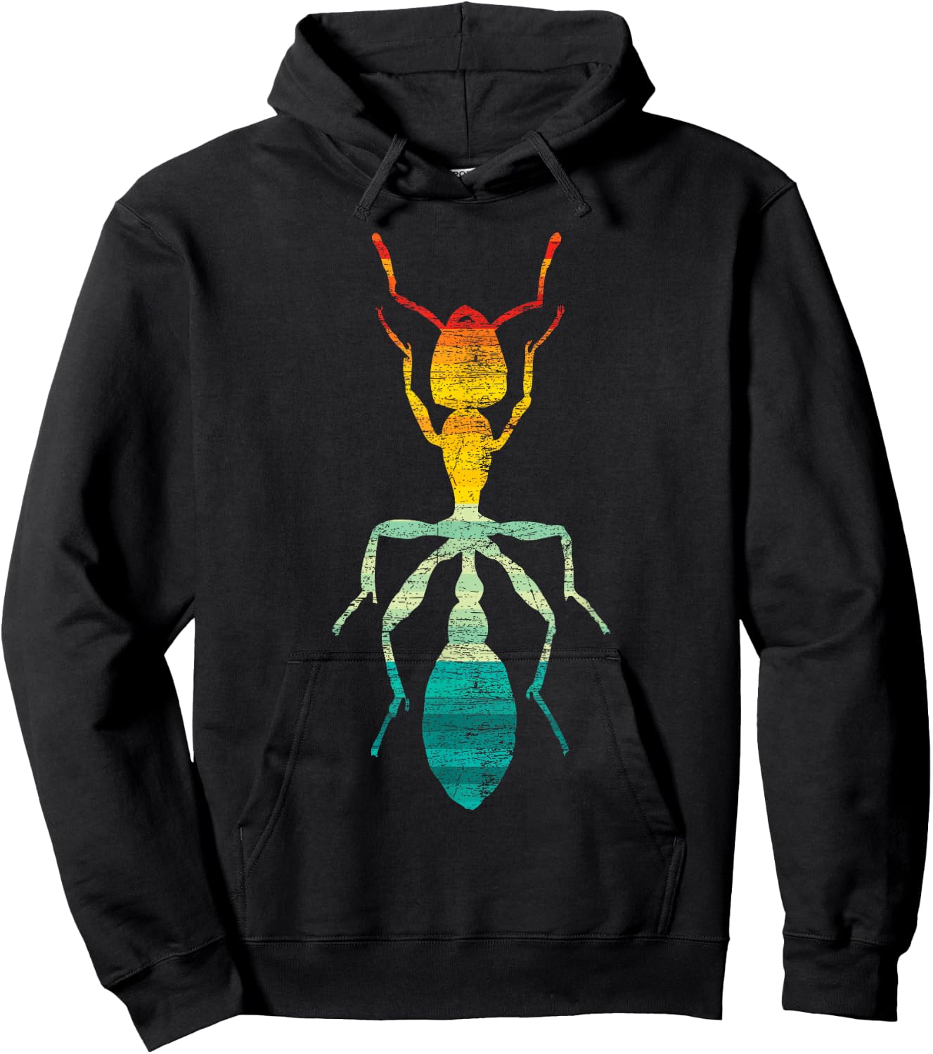 Insect Ant Design Retro Ant -Adults, -Kids Black Small Classic Fit Short Sleeve Hoodie - Hoodie | Black