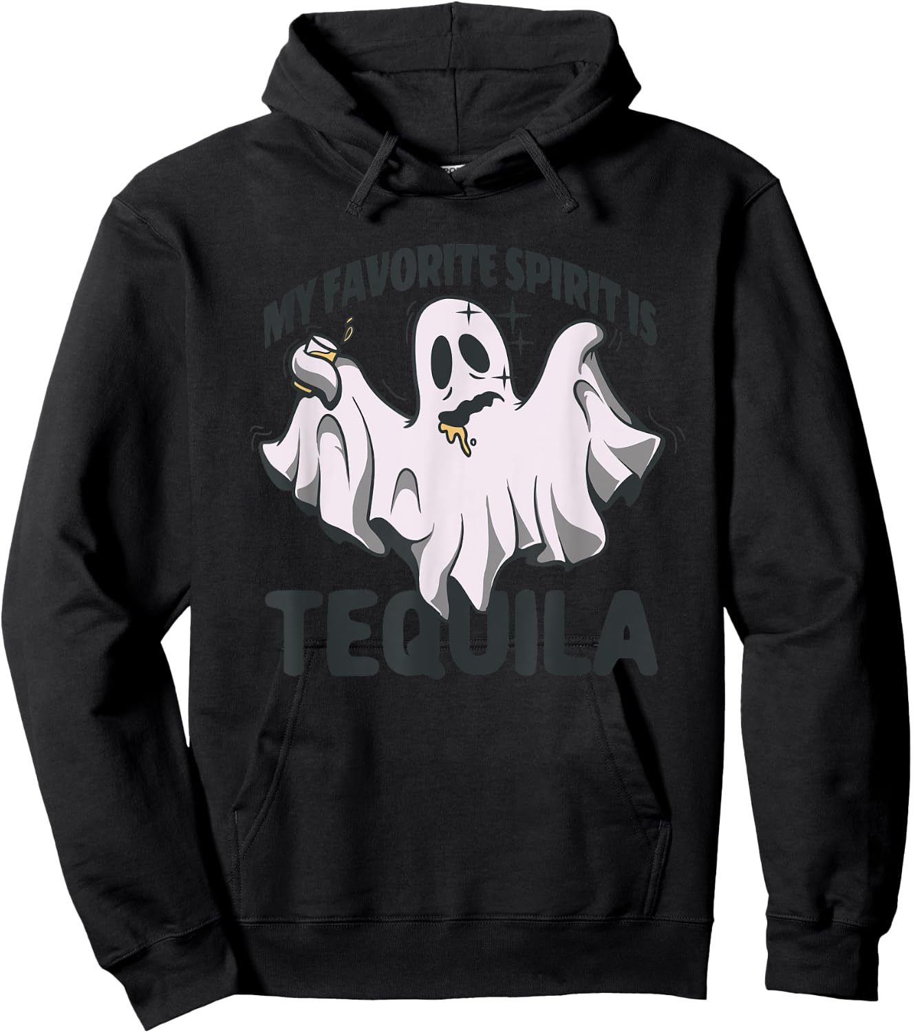 My Favorite Spirit Is Tequila Funny Halloween Tequila Ghost Hoodie - Hoodie | Black