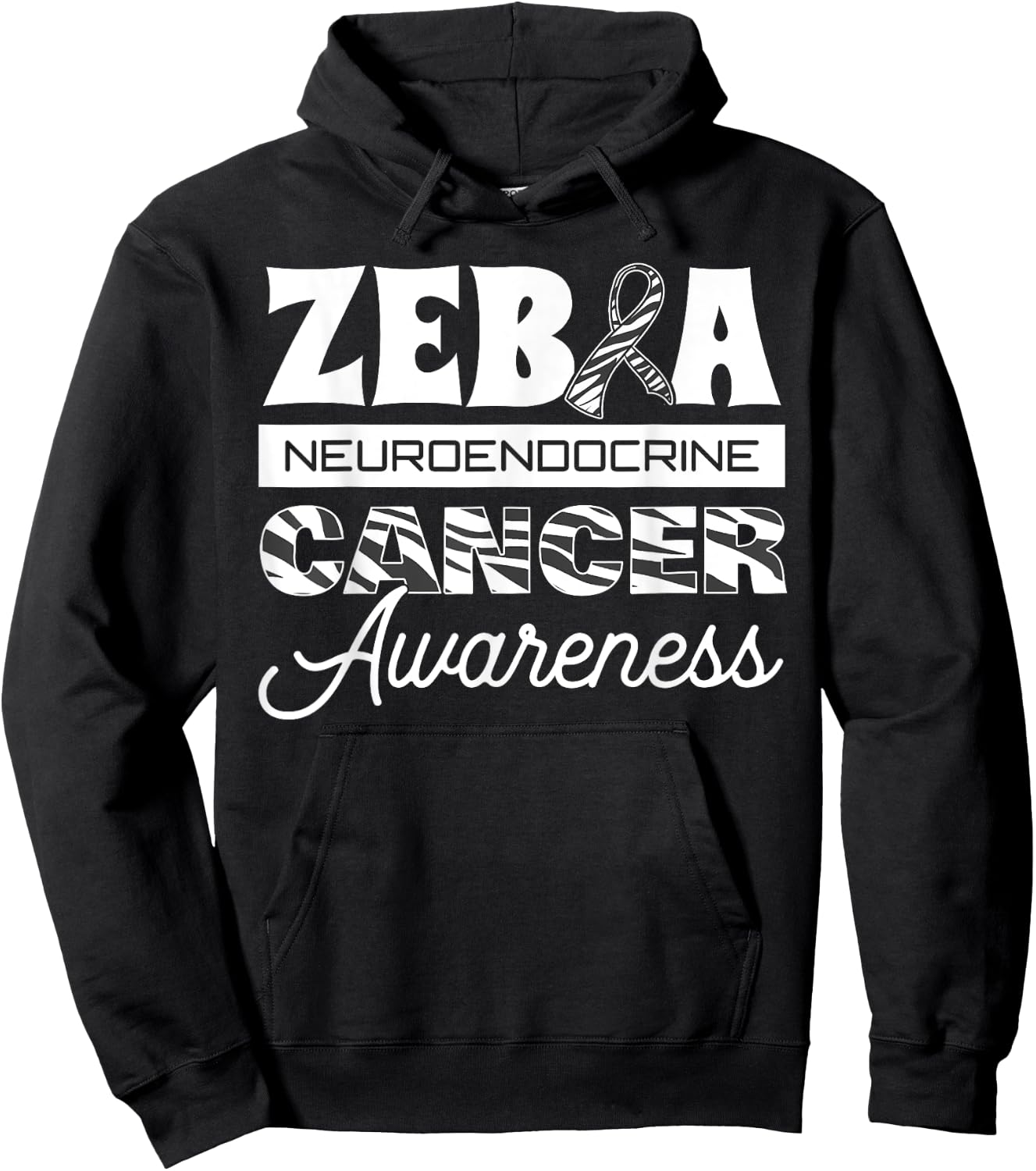 Zebra Neuroendocrine Cancer Awareness Ribbon Carcinoma Tumor Hoodie - Hoodie | Black