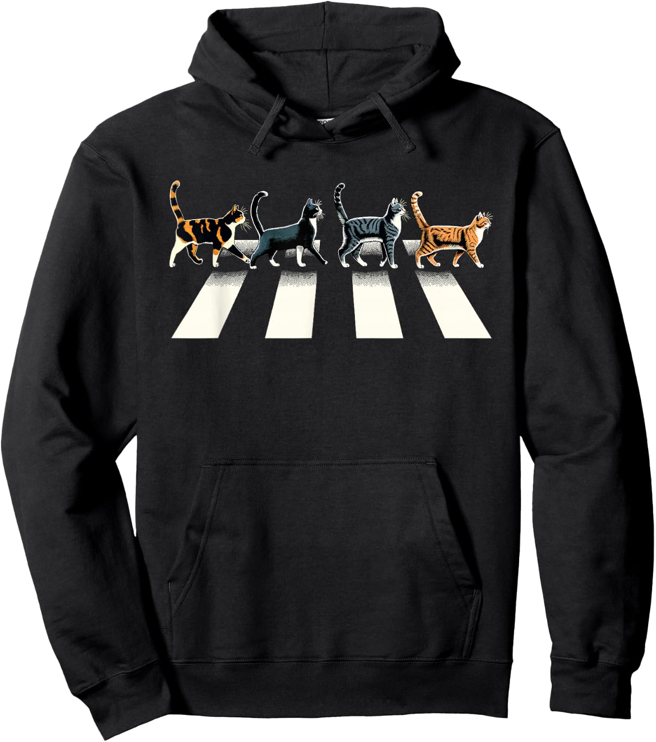 Retro Cat Rock and Roll Music Gift Men Kids Women Funny Cat Hoodie - Hoodie | Black