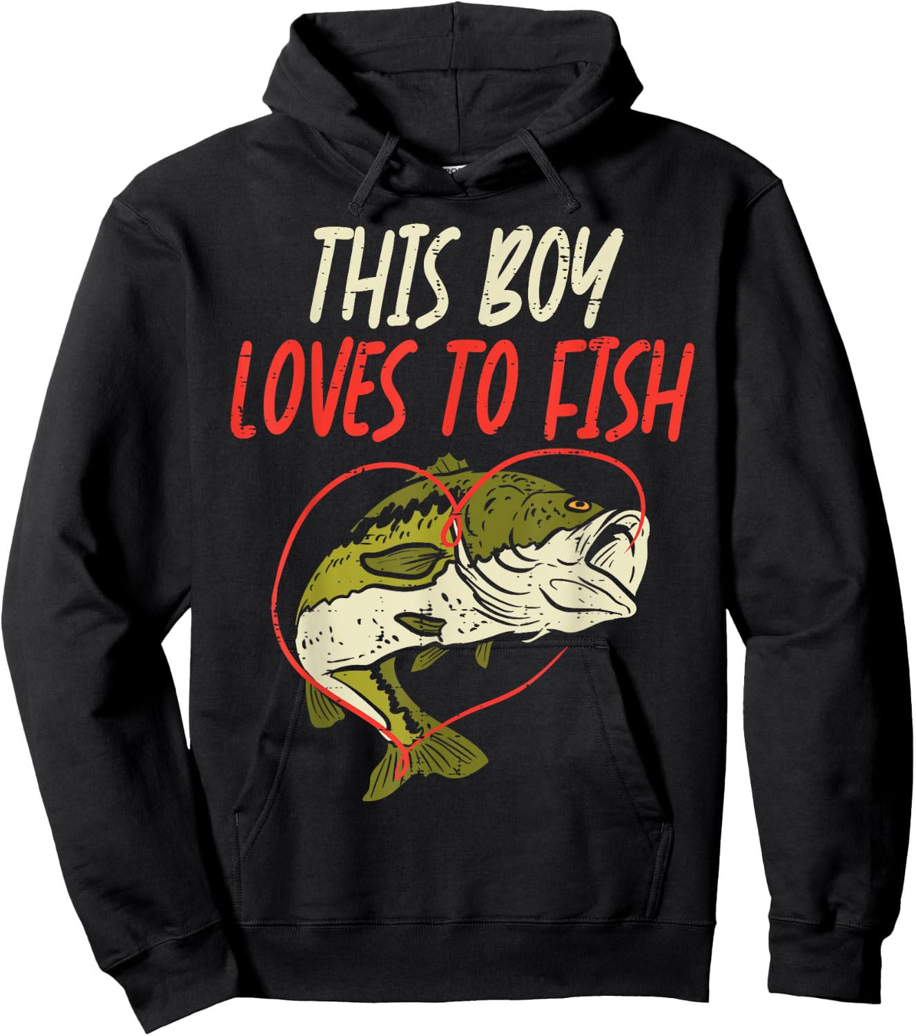 This Boy Loves To Fish Bass Fishing Family Matching Men Gift Hoodie - Hoodie | Black