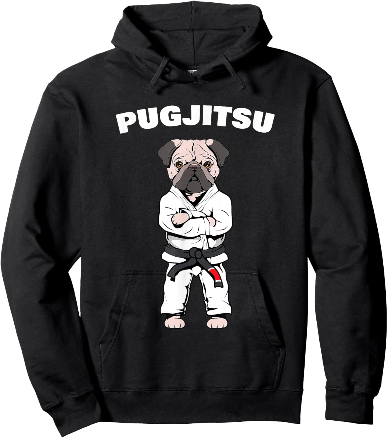 Funny Cute Pug Jiu Jitsu Black Belt BJJ Jiujitsu Dog Gift Men Women Girls Kids Hoodie - Hoodie | Black