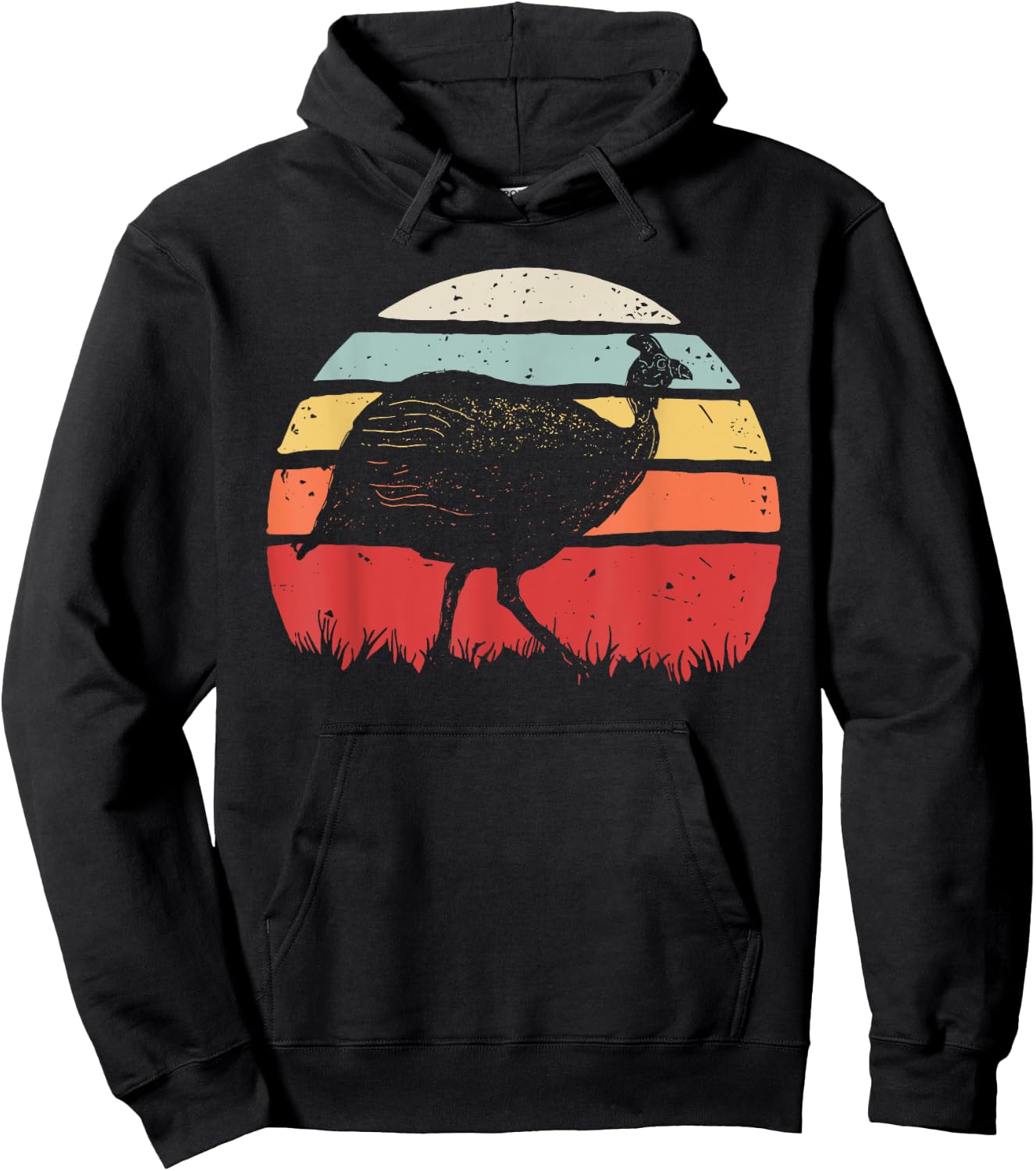 Vintage Retro Guinea Fowl Hoodie - Hoodie | Black
