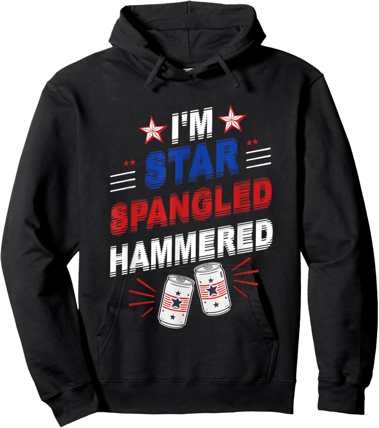 Beer Drinking Drinker Alcohol Funny 4th of July Hammered Women Men Hoodie - Hoodie | Black